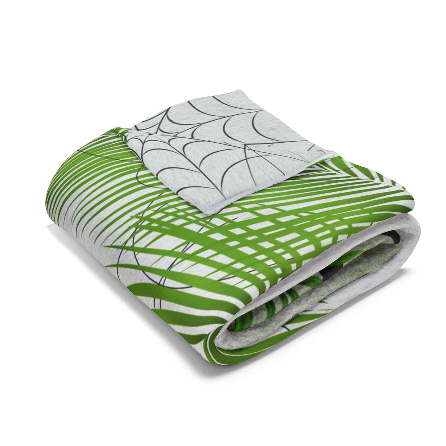Spooky Tropical Fleece Blanket, Cozy Halloween Decor, Ghosts and Spiders, Gift for Kids, Fall Season Home Accents