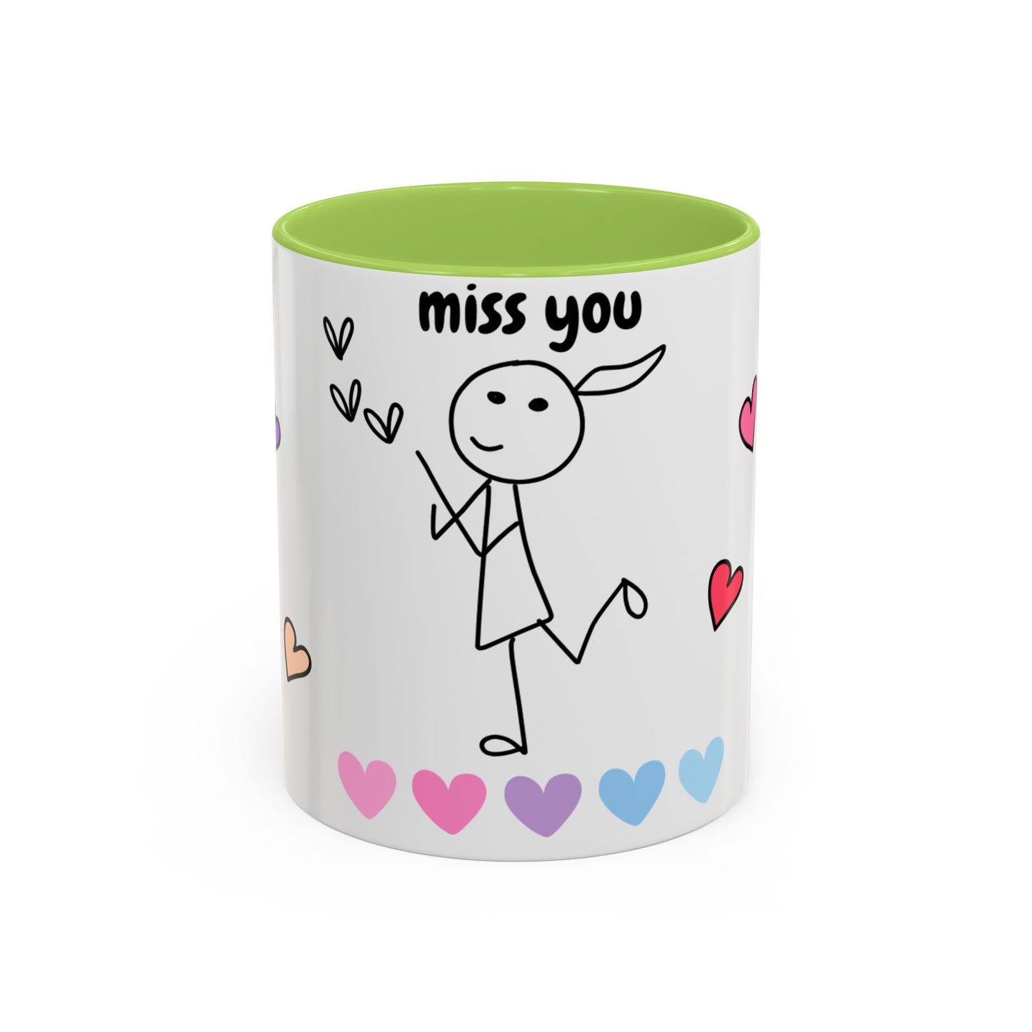Heartfelt Miss You Accent Coffee Mug, Cute Gift for Friends, Personalized Coffee Cup, Thoughtful Gift for Loved Ones, Cheerful Home Decor