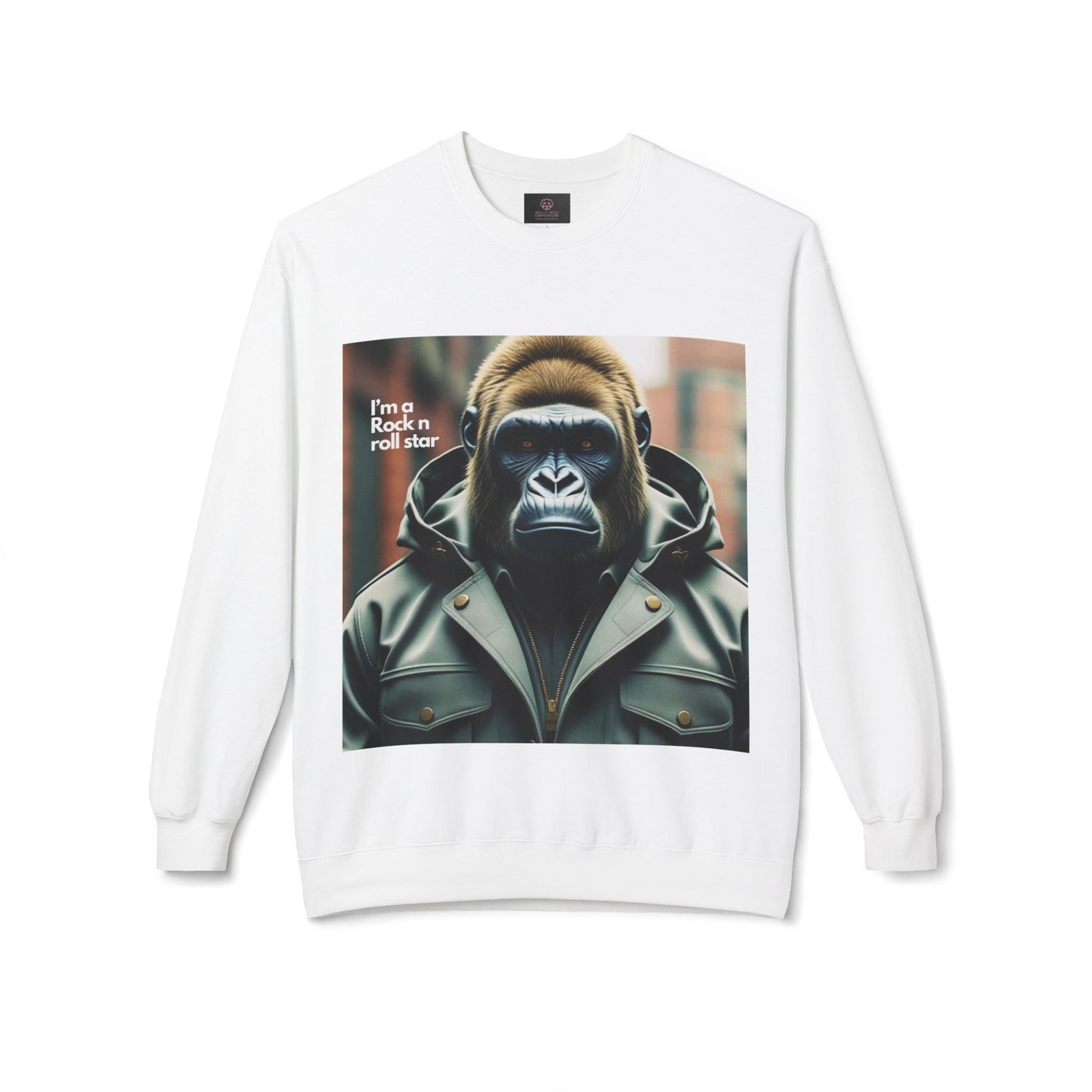 Rockin' Gorilla Sweatshirt, Unisex Fleece Crewneck, Funny Animal Apparel, Gift for Him, Casual Streetwear, Perfect for Fall