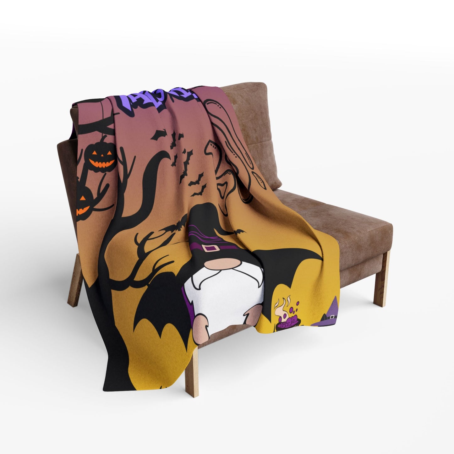Halloween Gnome Fleece Blanket, Cozy Throw for Kids, Spooky Home Decor, Fall Blanket, Trick or Treat Gift