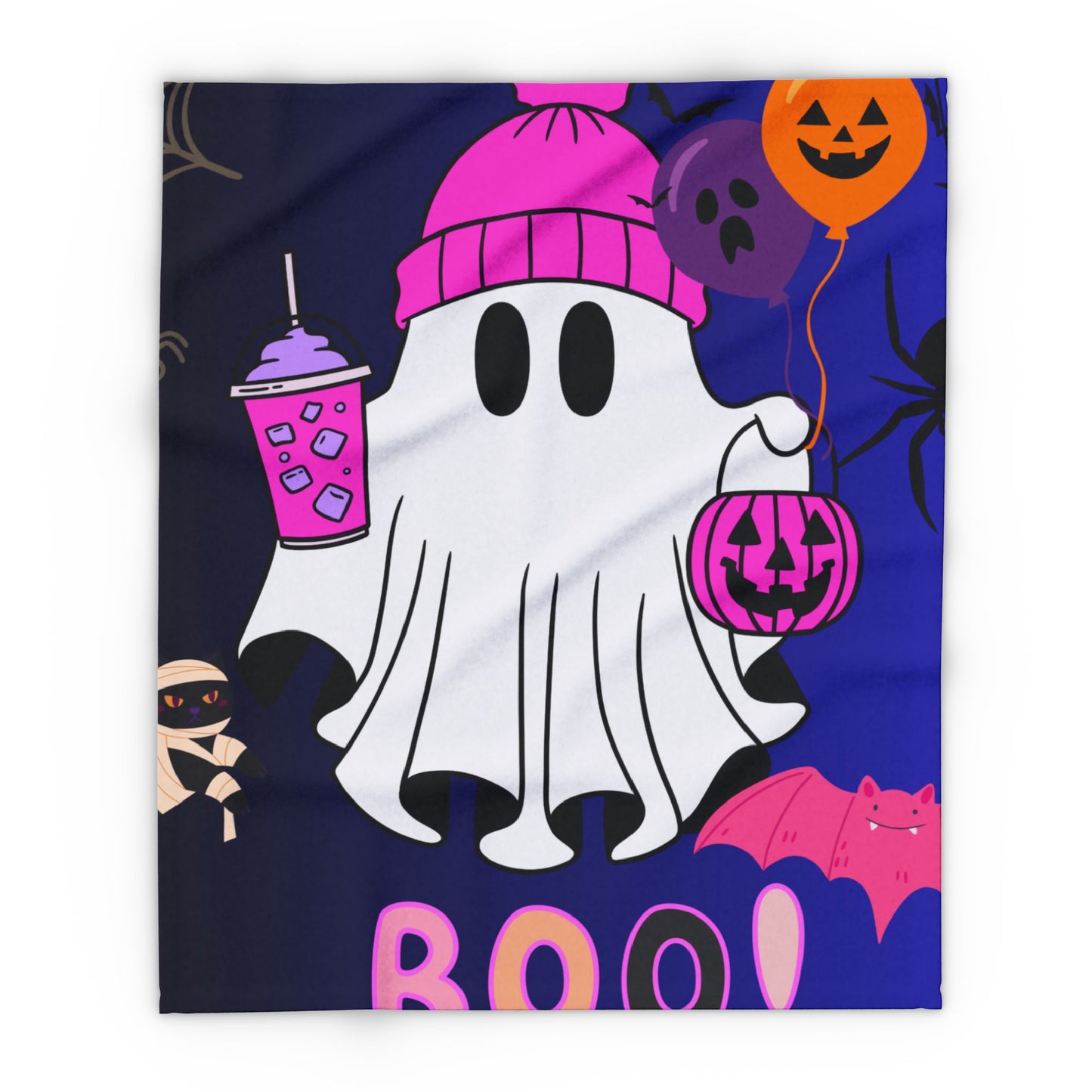 Spooky Ghost Fleece Blanket, Cozy Halloween Decor, Boo Blanket, Cozy Throw, Kids’ Halloween Gift, Fall Home Essentials