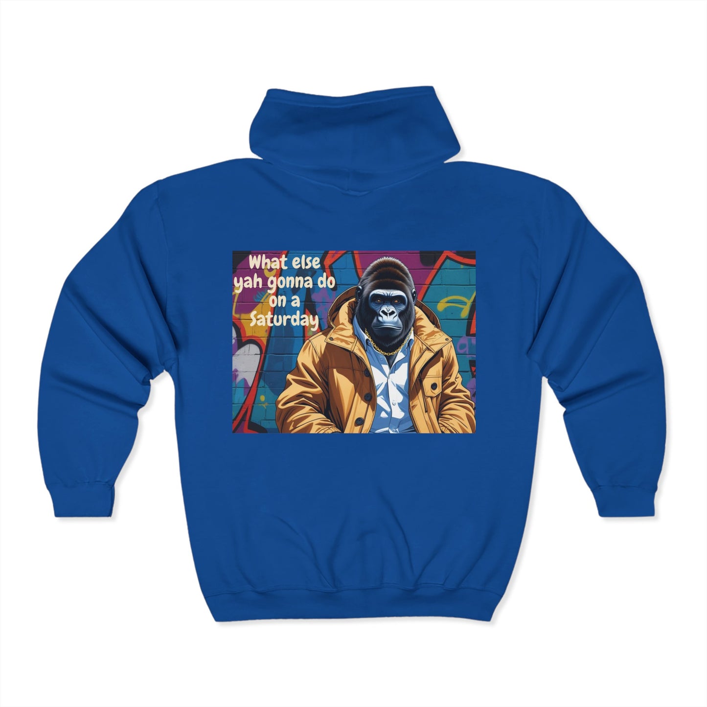 Chill Vibes Zip Hoodie | Gorilla Art Design, Funny Sweatshirt, Weekend Wear, Statement Piece, Gift for Him/Her