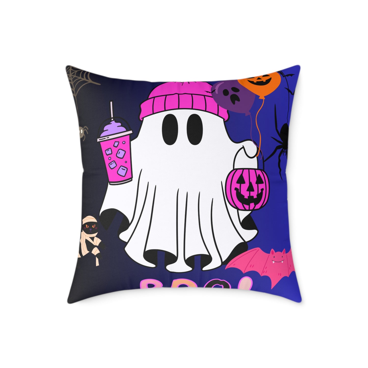 Halloween Ghost Poly Canvas Pillow, Cute Ghost Decor, Fall Accent, Spooky Home, Halloween Gift, Holiday Pillow