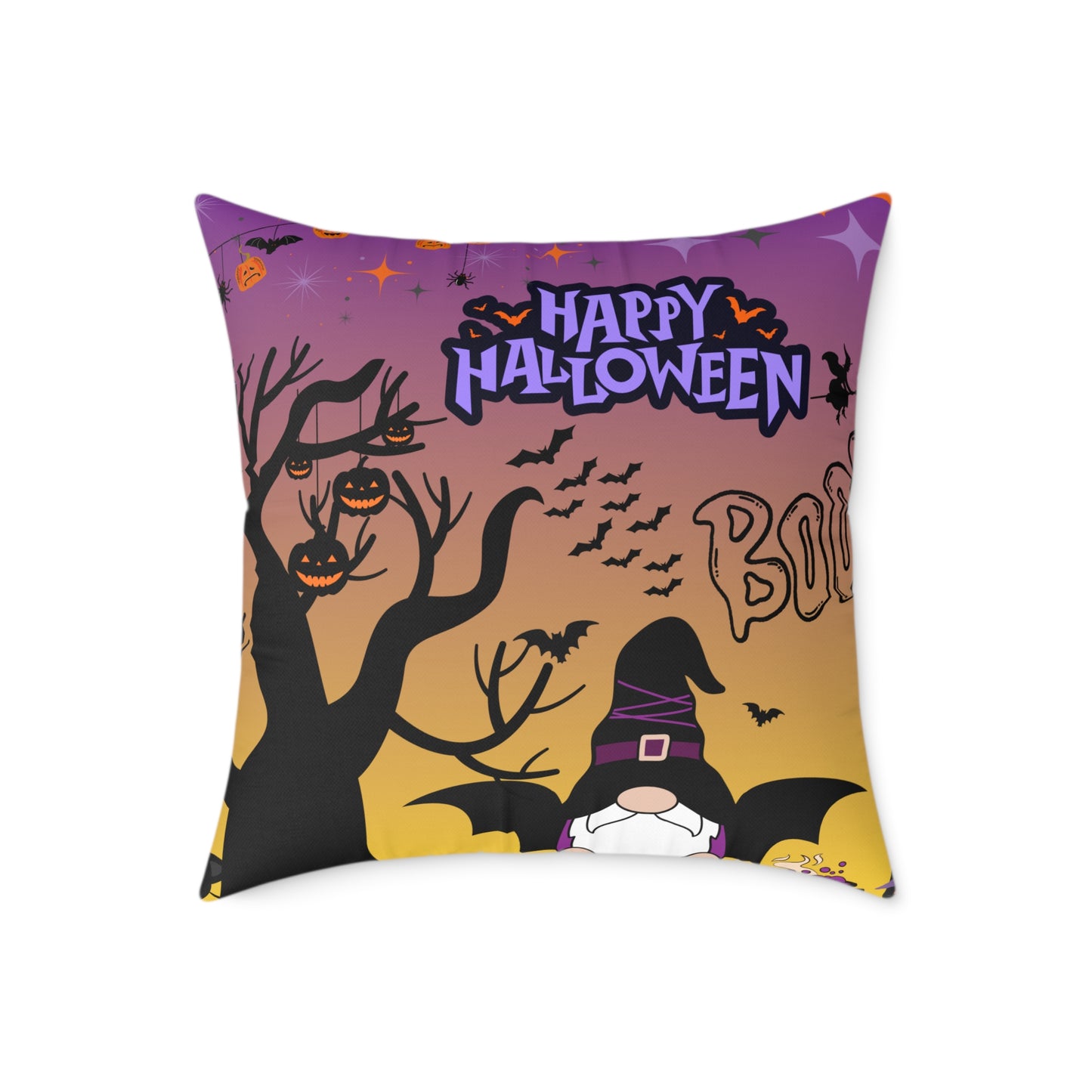 Halloween-themed Square Pillow, Cozy Decor, Spooky Home Accessory, Fall Celebration, October Holiday Gift, Witchy Cushion