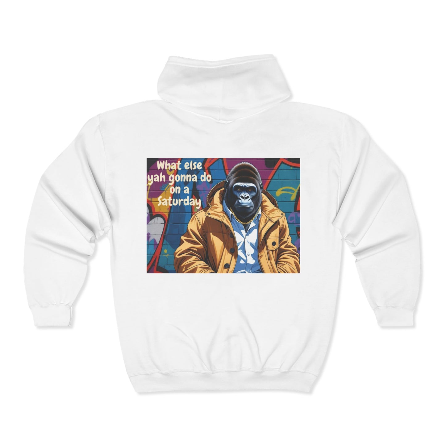 Chill Vibes Zip Hoodie | Gorilla Art Design, Funny Sweatshirt, Weekend Wear, Statement Piece, Gift for Him/Her