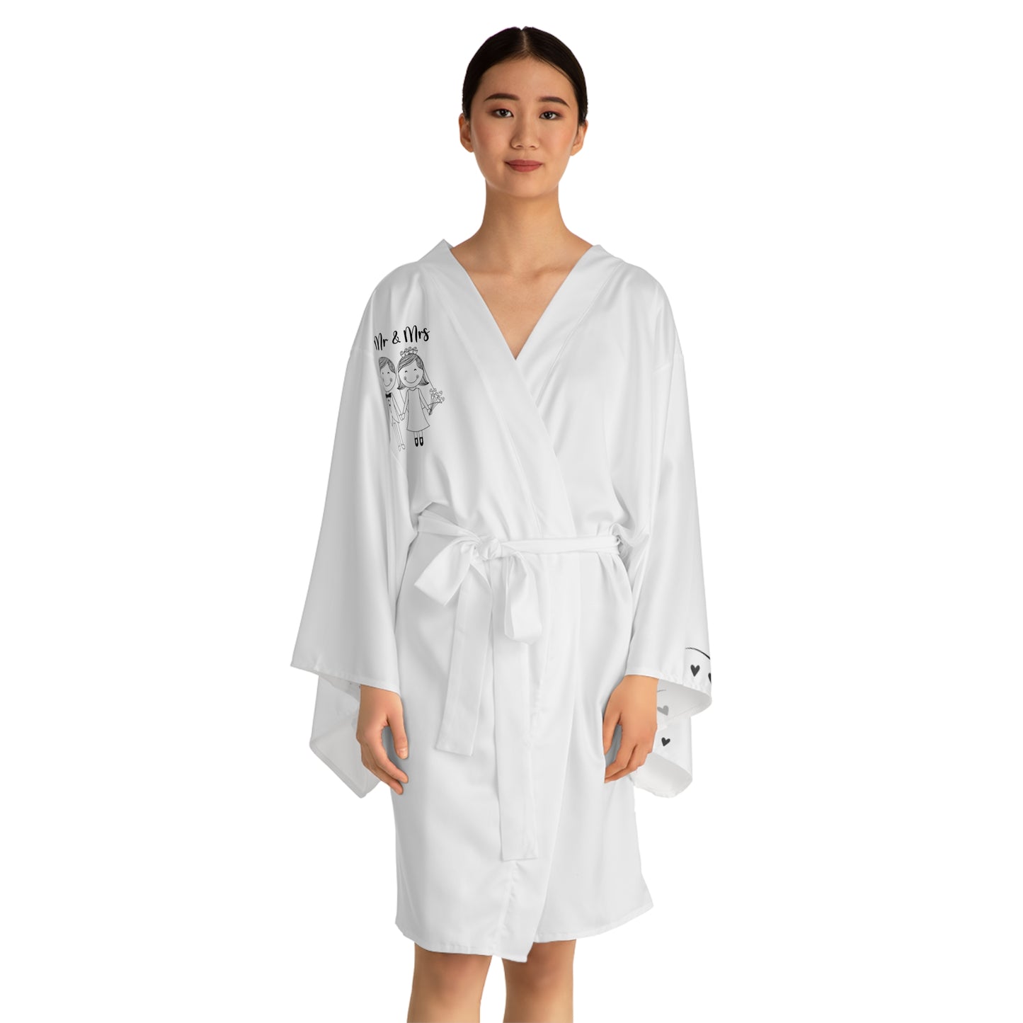 Mr & Mrs Long Sleeve Kimono Robe, Wedding Gift, Bride and Groom Robe, Matching Couple Robes, Honeymoon Attire