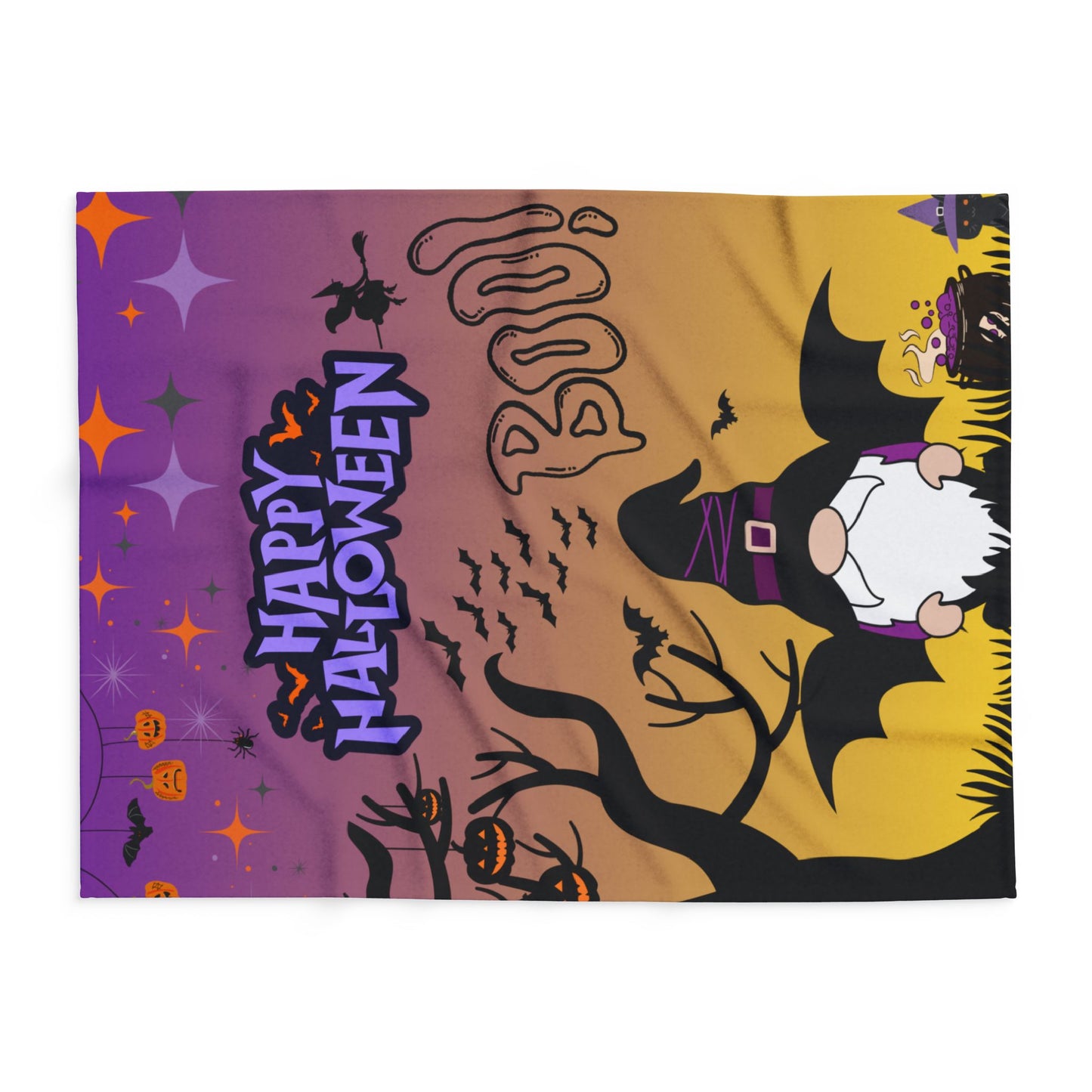 Halloween Gnome Fleece Blanket, Cozy Throw for Kids, Spooky Home Decor, Fall Blanket, Trick or Treat Gift