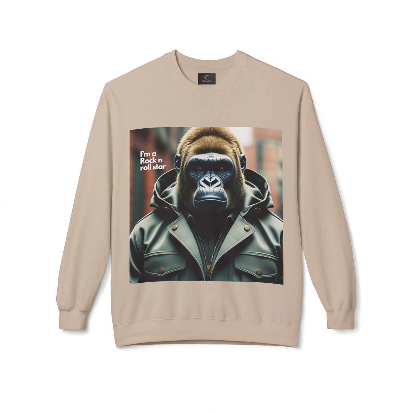 Rockin' Gorilla Sweatshirt, Unisex Fleece Crewneck, Funny Animal Apparel, Gift for Him, Casual Streetwear, Perfect for Fall