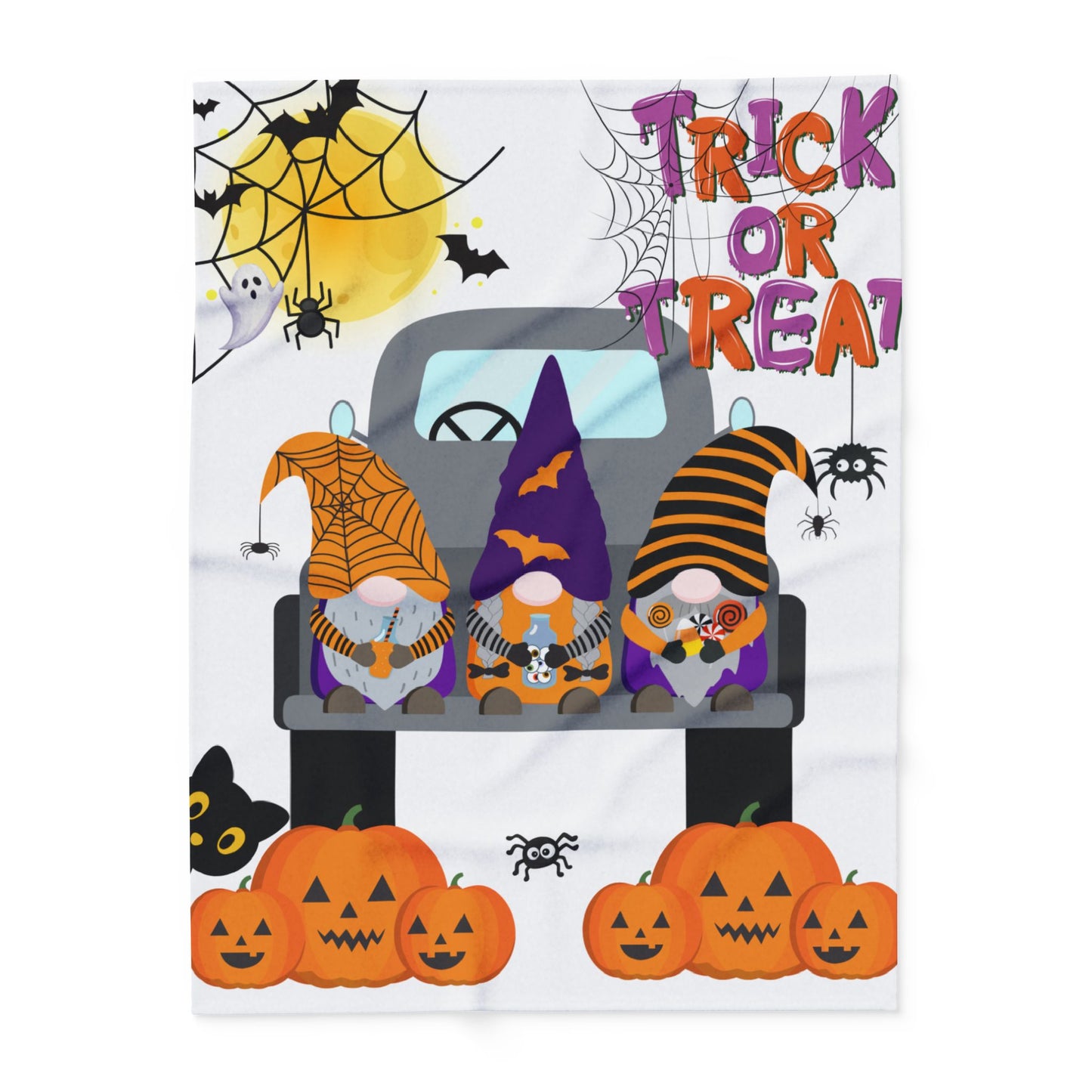Halloween Fleece Blanket, Cozy Throw, Trick or Treat Decor, Pumpkin Blanket, Seasonal Home Accents