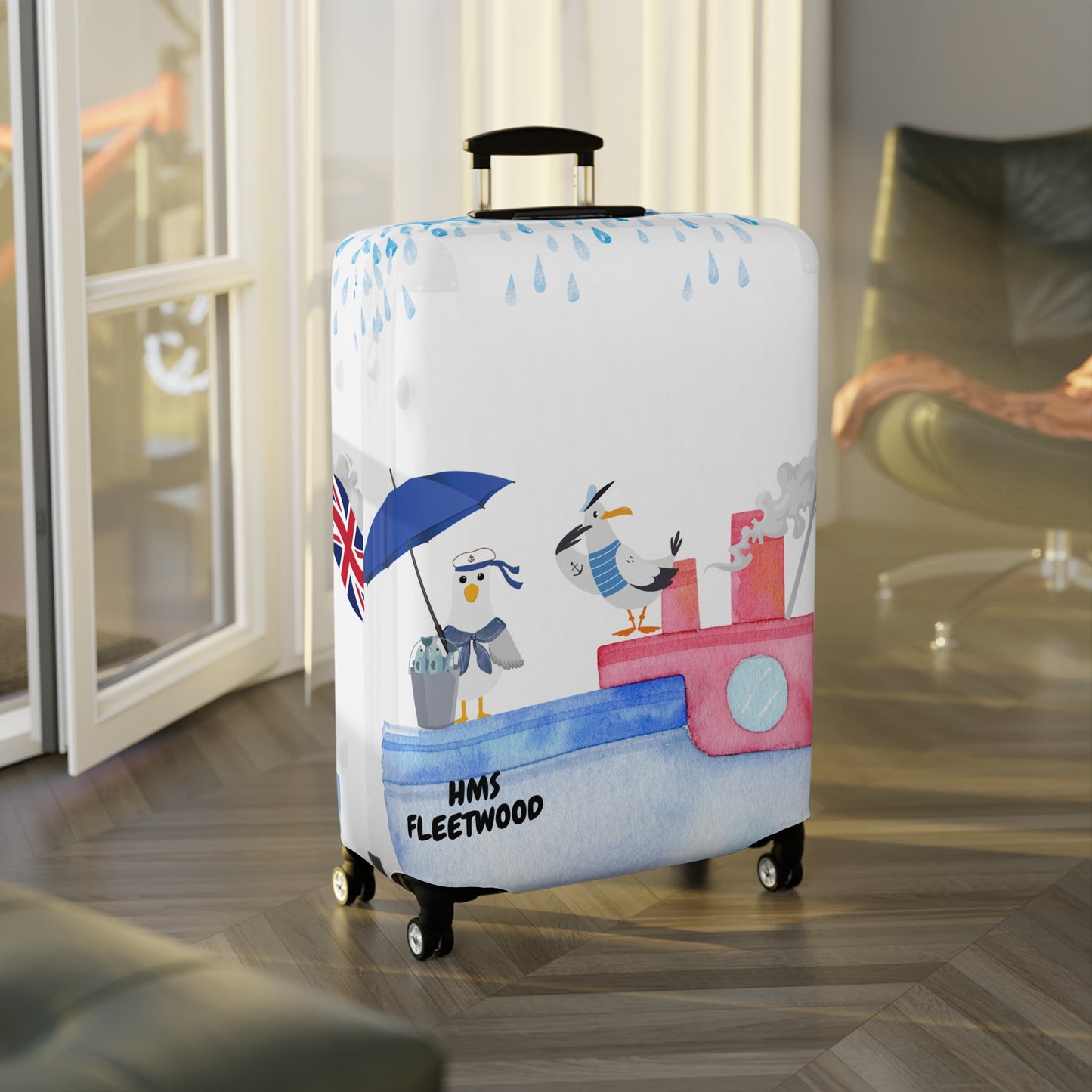 Whimsical Luggage Cover - Travel Accessory for Adventurers, Gift for Wanderlust Lovers, Unique Baggage Protector for Vacations
