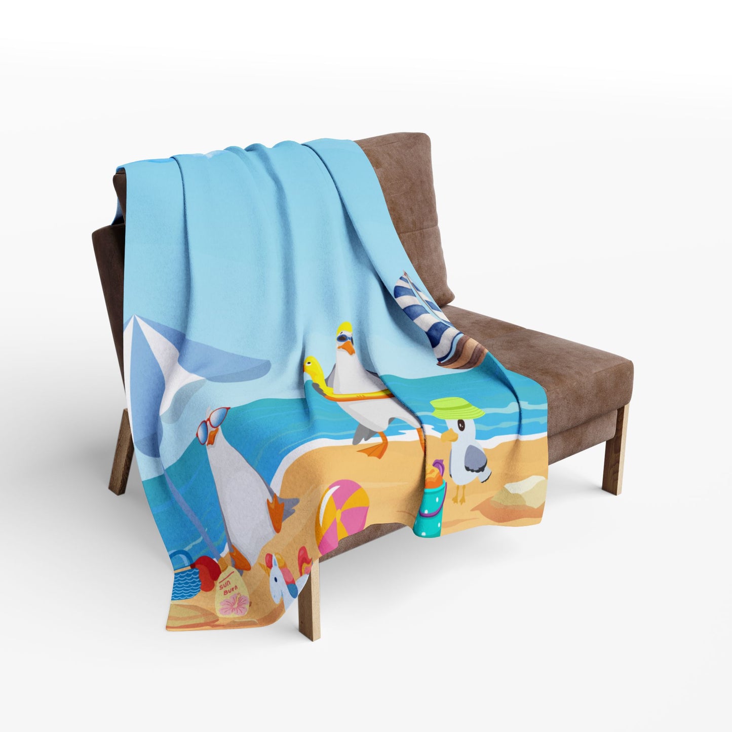 Beach-Themed Fleece Blanket - Cozy Throw for Summer, Perfect for Picnics, Camping, Home Decor, Gifts for Beach Lovers
