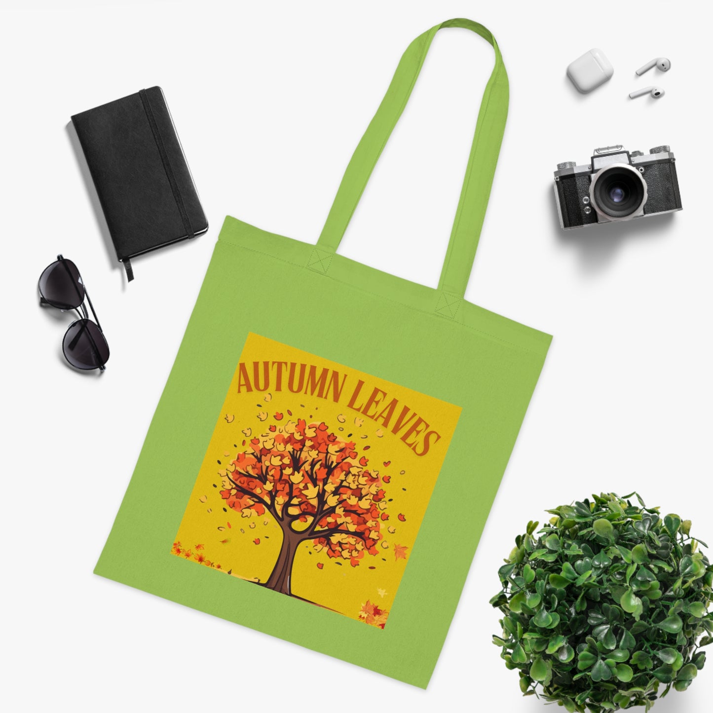 Autumn Leaves Cotton Tote Bag | Fall Shopping Bag, Eco-Friendly Canvas Tote, Thanksgiving Gift, Seasonal Style, Tree Design