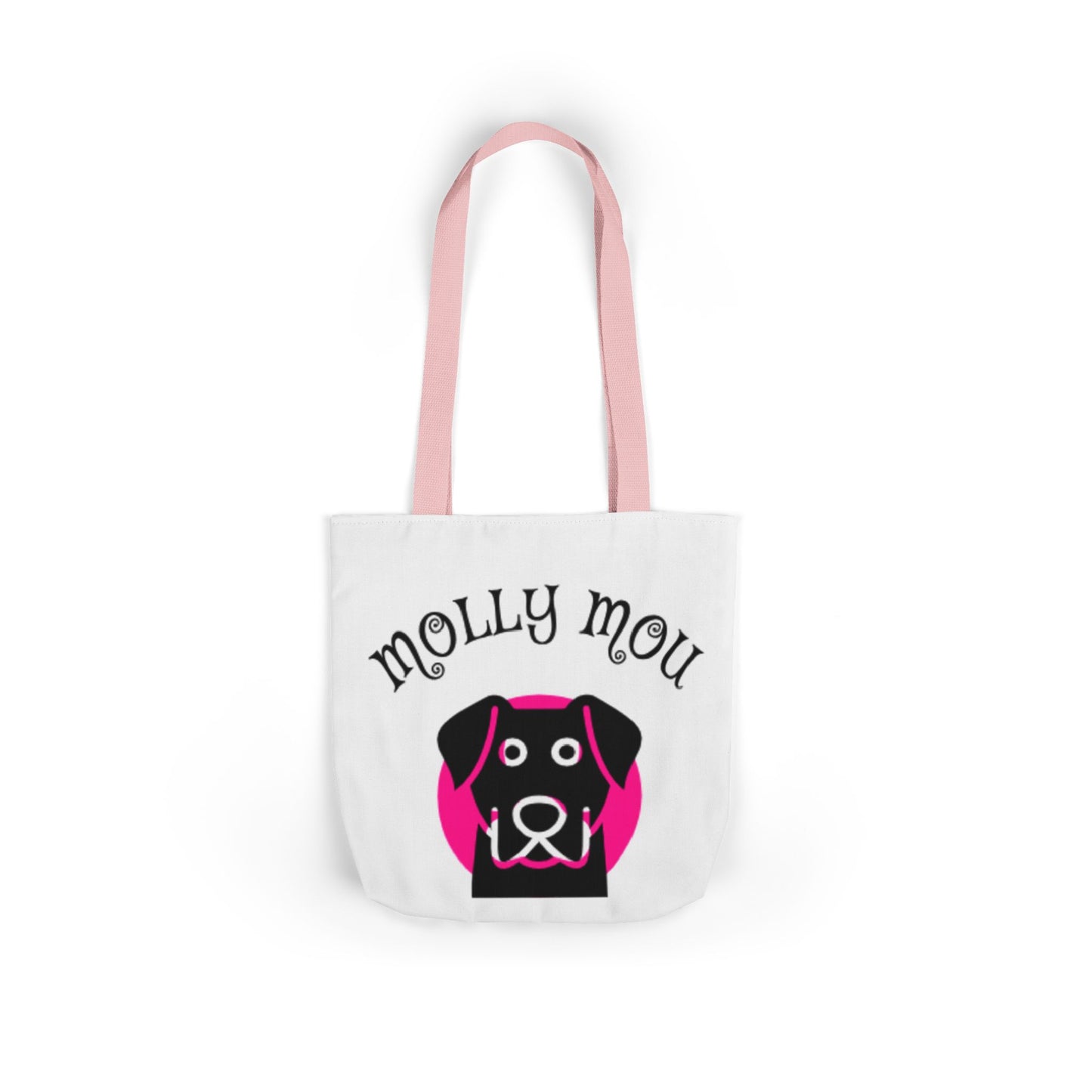 Personalized Dog Lover Canvas Tote Bag - Molly Mou Design with 5-Color Straps