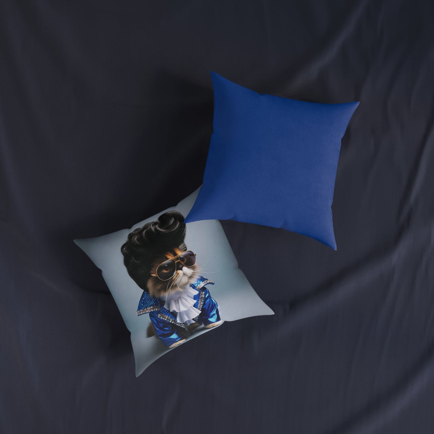 Elvis Cat Square Pillow - Funky Cat Decor for Animal Lovers
