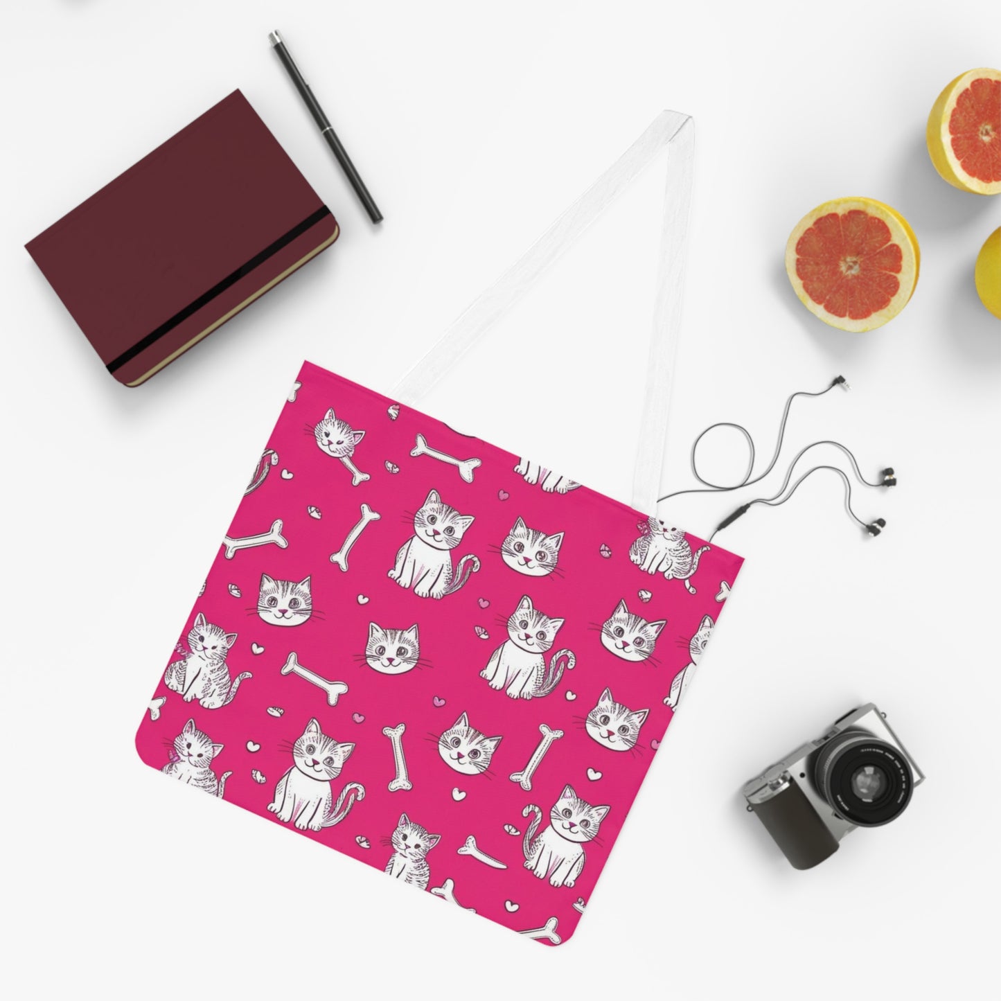 Cute Cat Themed Shoulder Tote Bag - Perfect for Pet Lovers and Cat Enthusiasts