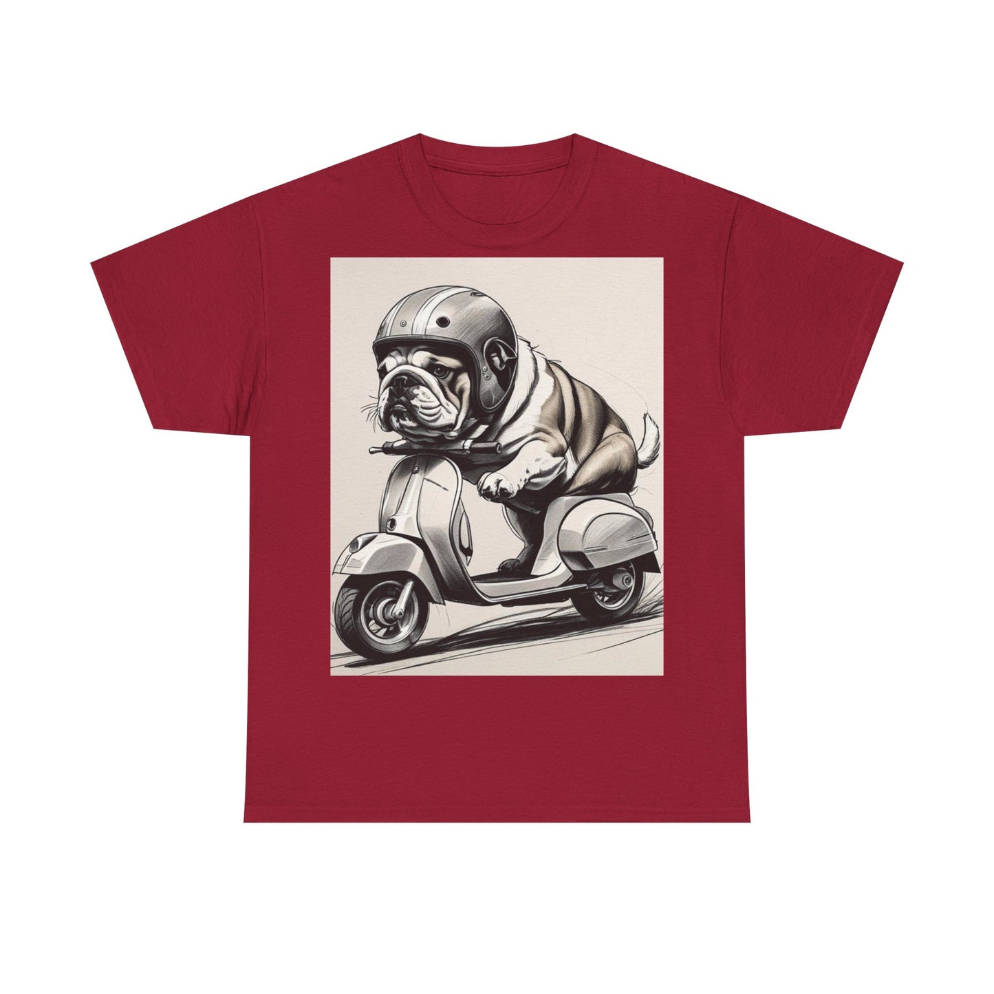 Cool Bulldog Scooter Tee, Unisex Cotton T-Shirt, Dog Lover Gift, Vintage Style Shirt, Fun Pet Apparel, Casual Wear