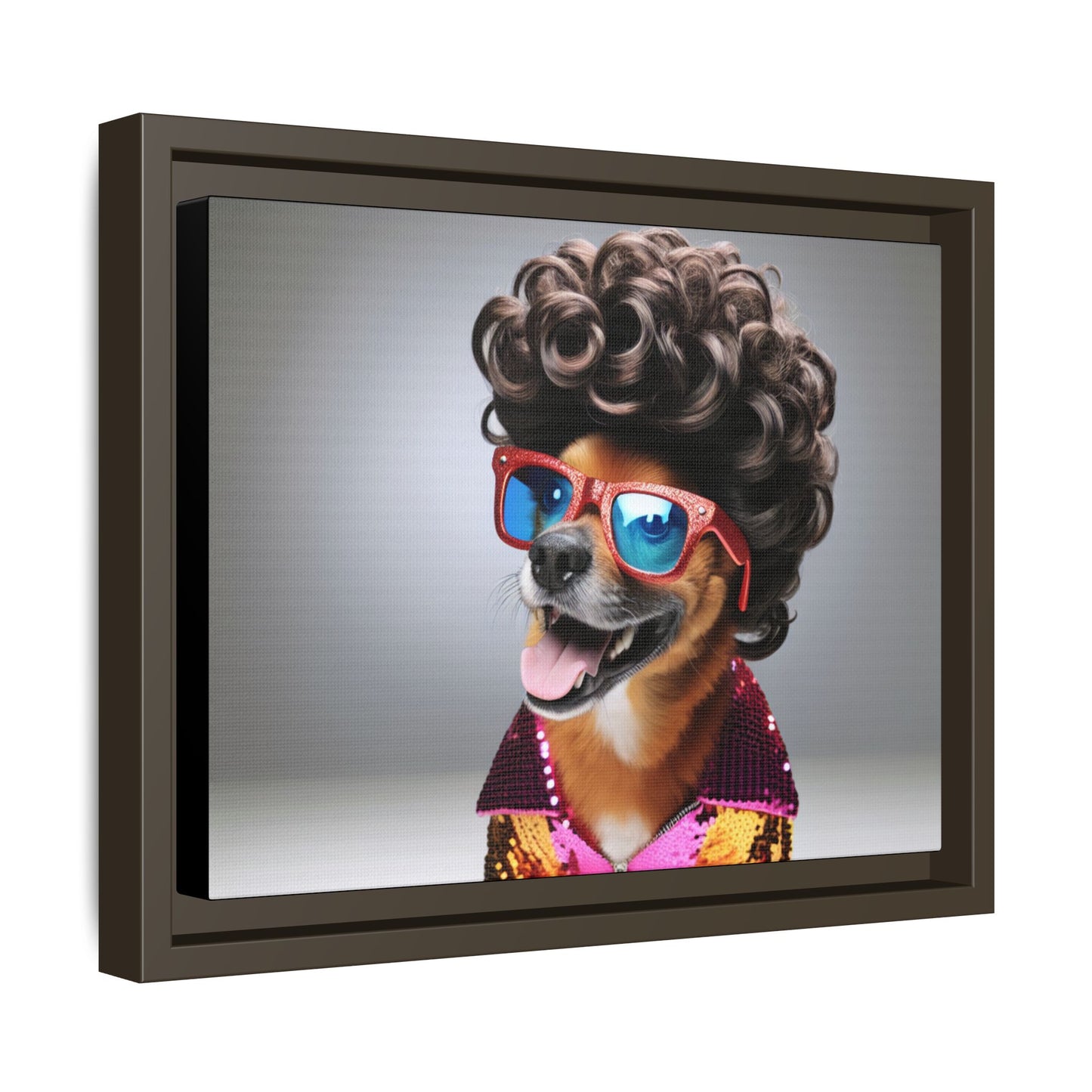 Funny Dog Portrait Wall Art - Funky Framed Matte Canvas