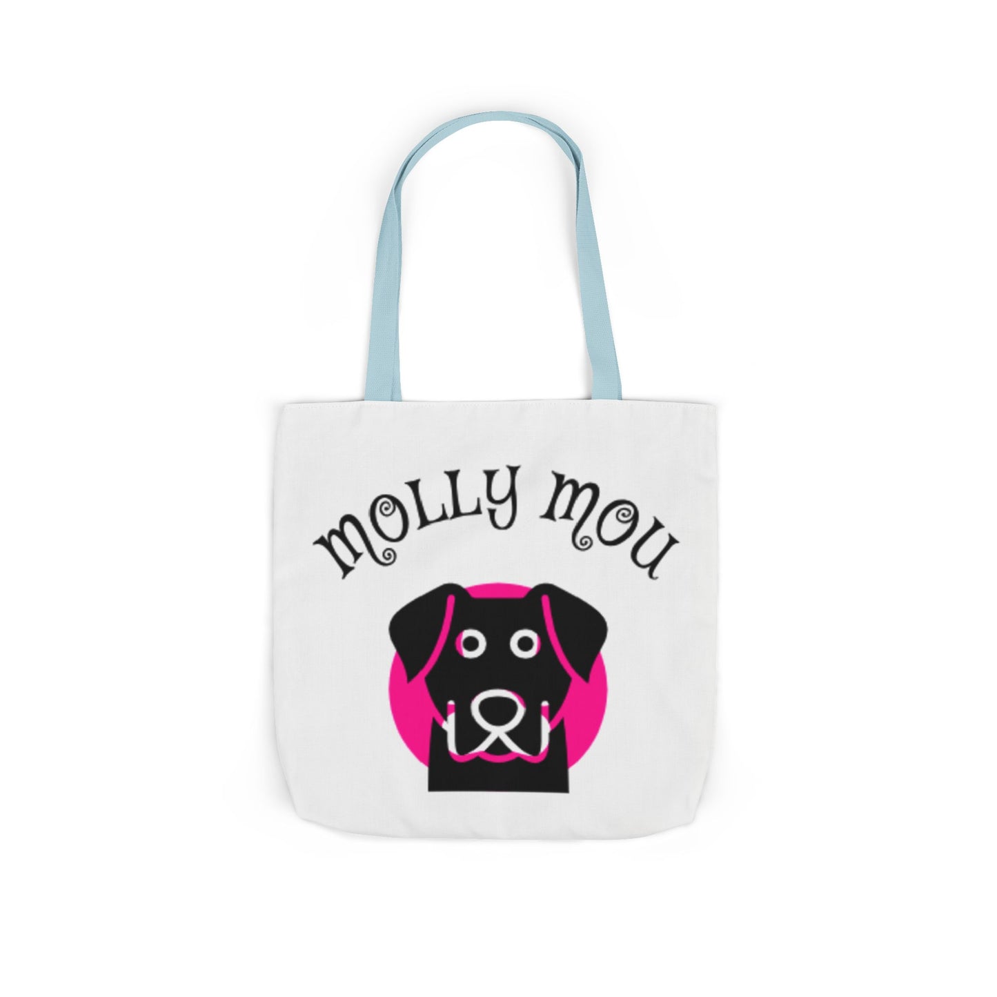 Personalized Dog Lover Canvas Tote Bag - Molly Mou Design with 5-Color Straps