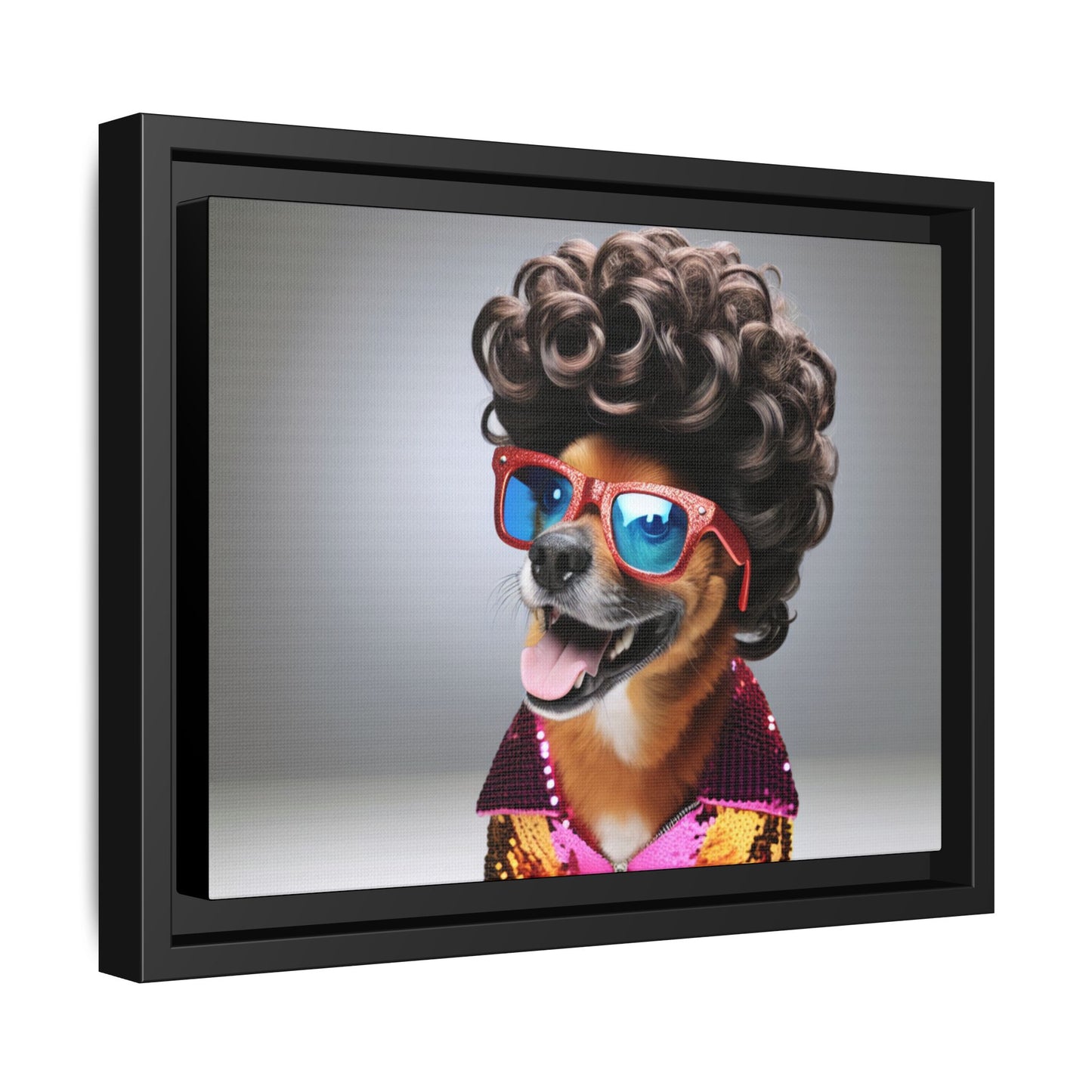Funny Dog Portrait Wall Art - Funky Framed Matte Canvas