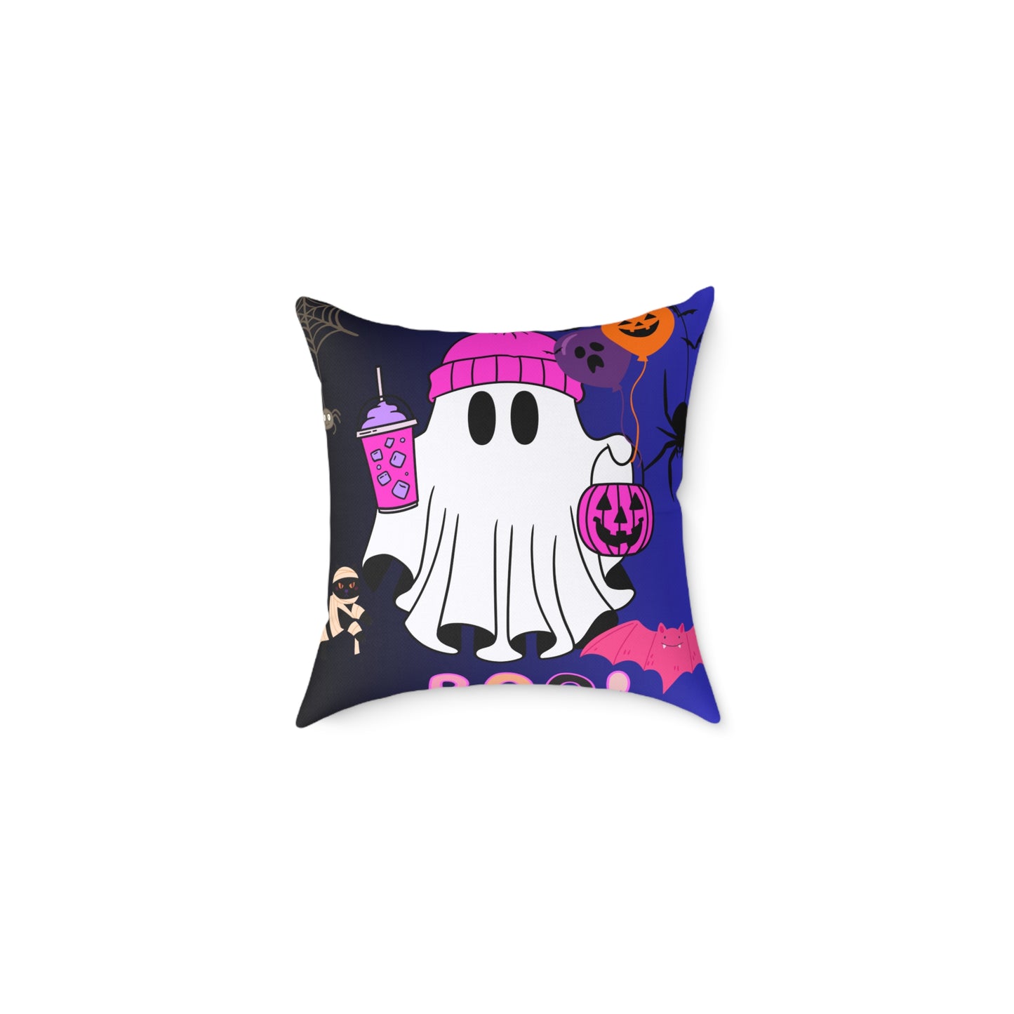 Halloween Ghost Poly Canvas Pillow, Cute Ghost Decor, Fall Accent, Spooky Home, Halloween Gift, Holiday Pillow