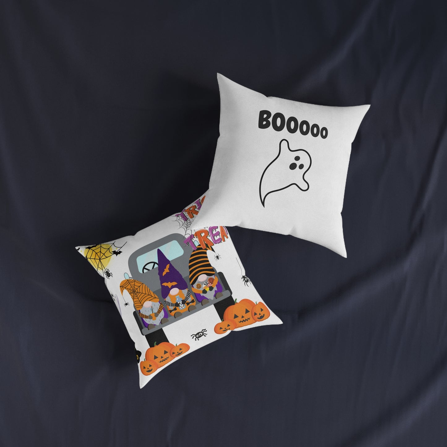 Halloween-Themed Square Pillow, Seasonal Decor, Trick or Treat Cushion, Boo Pillows, Cozy Fall Home Accent, Spooky Gifts