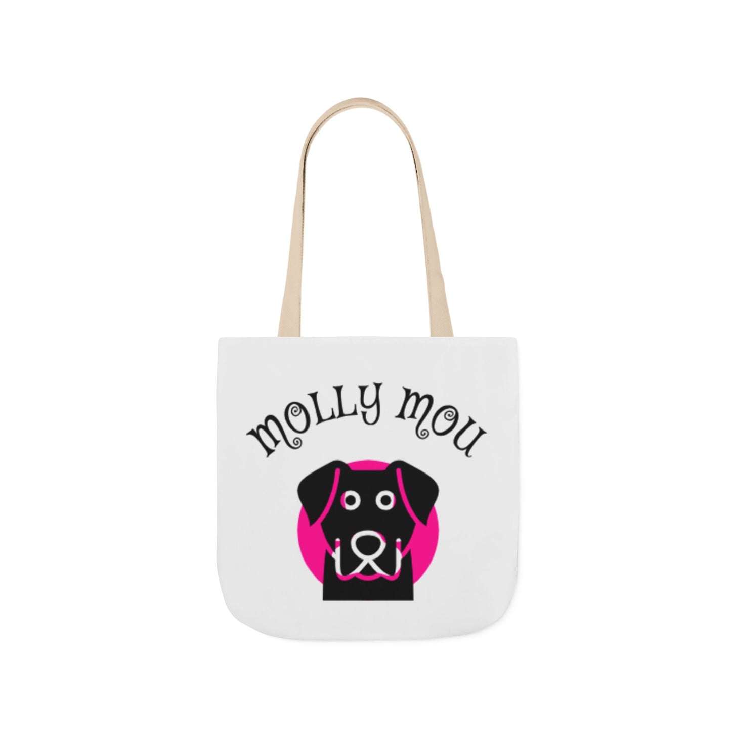 Personalized Dog Lover Canvas Tote Bag - Molly Mou Design with 5-Color Straps