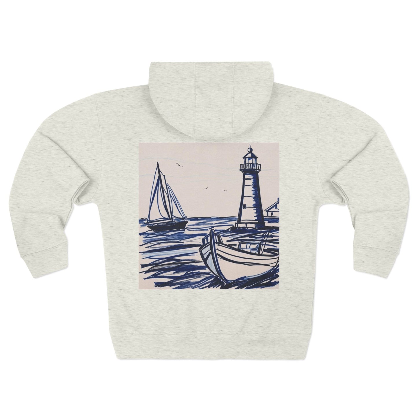 Cozy Nautical Unisex Zip Hoodie, Beachwear, Summer Apparel, Gift for Sailors, Casual Outerwear, Travel Essentials