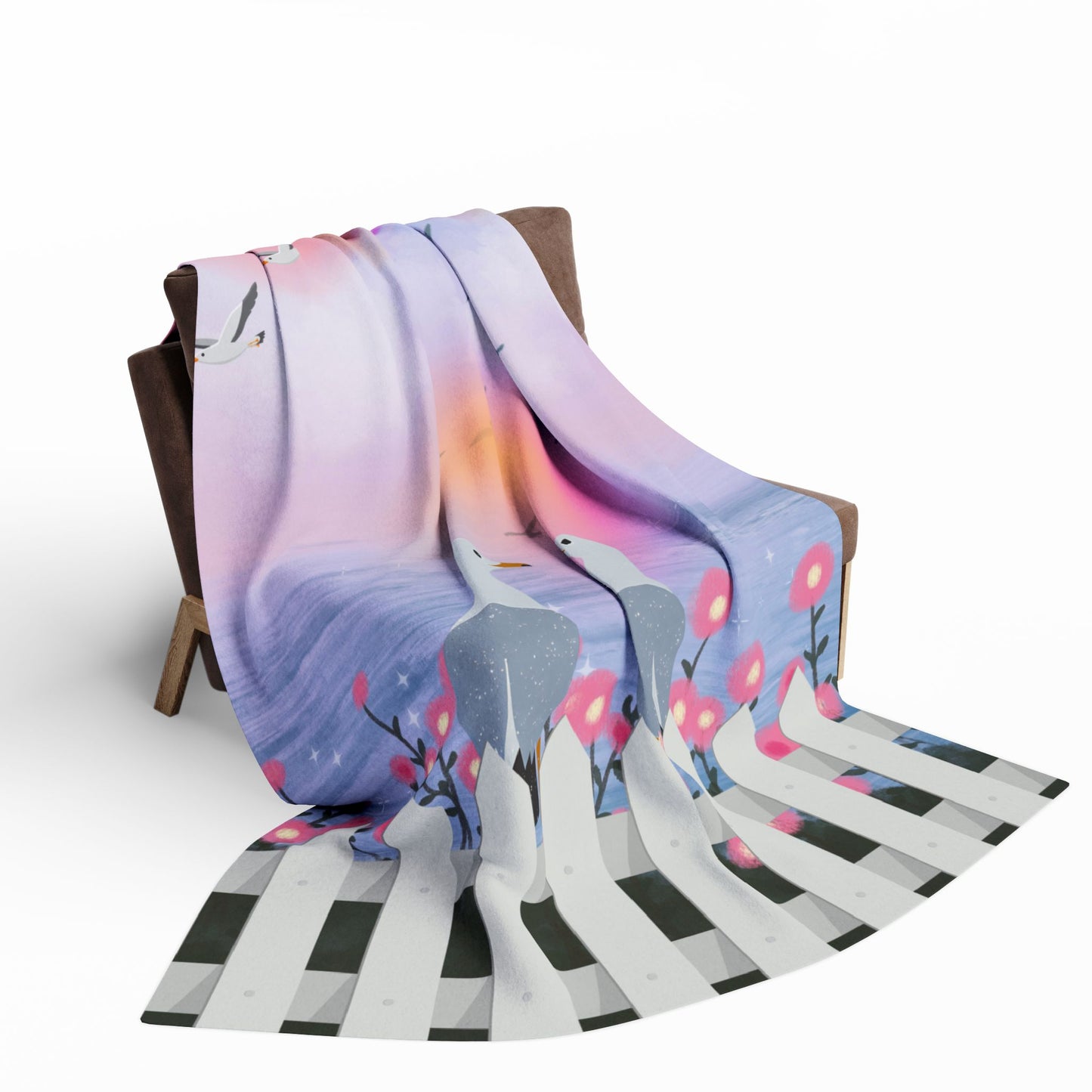 Serene Seagull Arctic Fleece Blanket, Cozy Throw for Home, Beach Decor, Gift for Nature Lovers, Soft Cover for Seasons