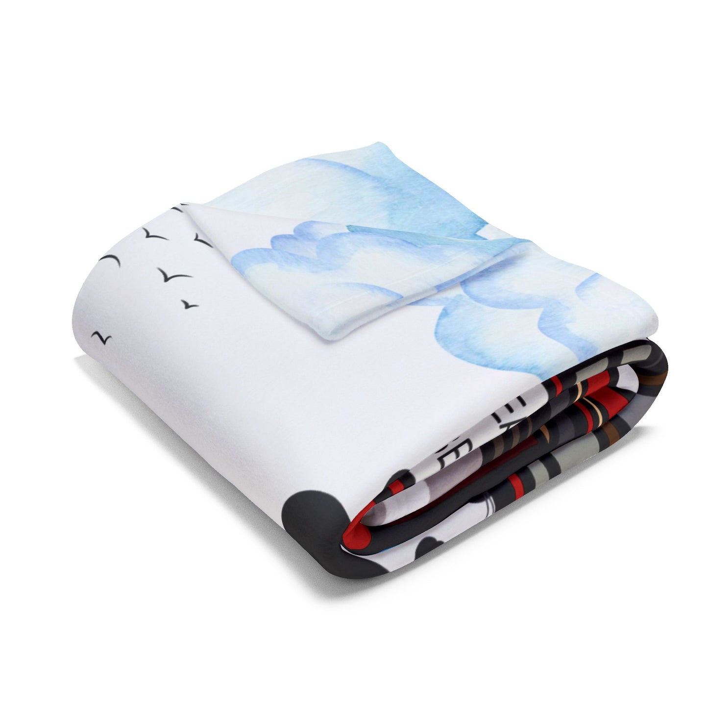 Whimsical Seaside Arctic Fleece Blanket, Cozy Home Decor, Bird-themed Gift, Beach Lover's Throw, Perfect for Picnics & Home Décor