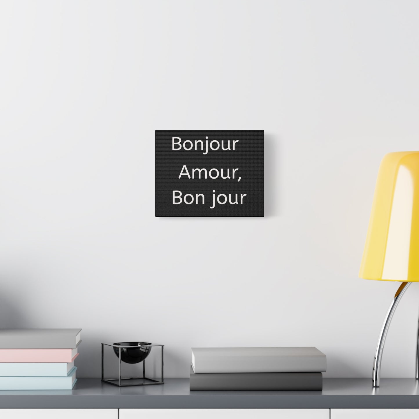 Inspirational Matte Canvas Wall Art – "Bonjour Amour, Bonjour"