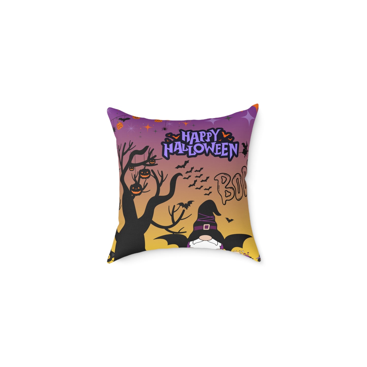 Halloween-themed Square Pillow, Cozy Decor, Spooky Home Accessory, Fall Celebration, October Holiday Gift, Witchy Cushion