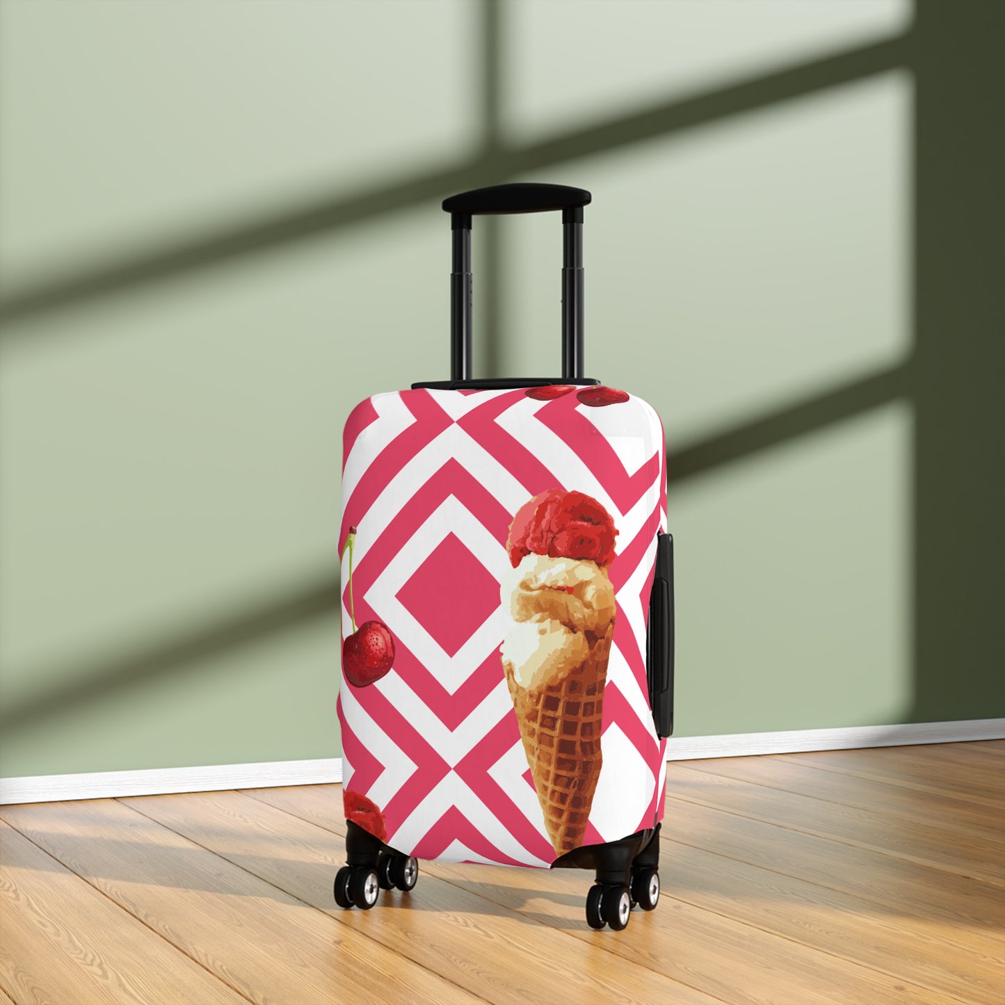 Chic Cherry Ice Cream Luggage Cover - Stylish Travel Accessory