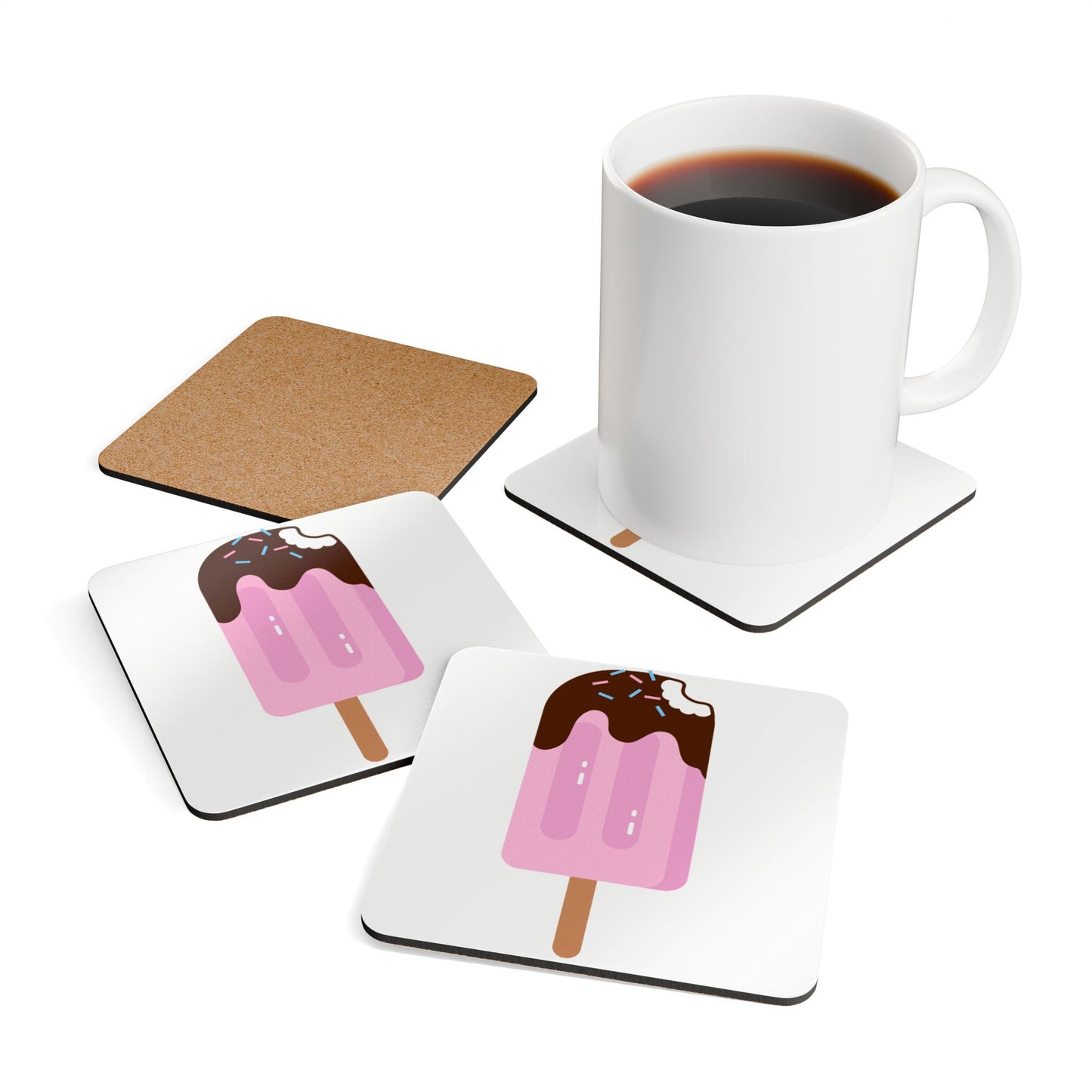 Fun Ice Cream Cork Coaster Set - Perfect for Summer Parties & Home Decor