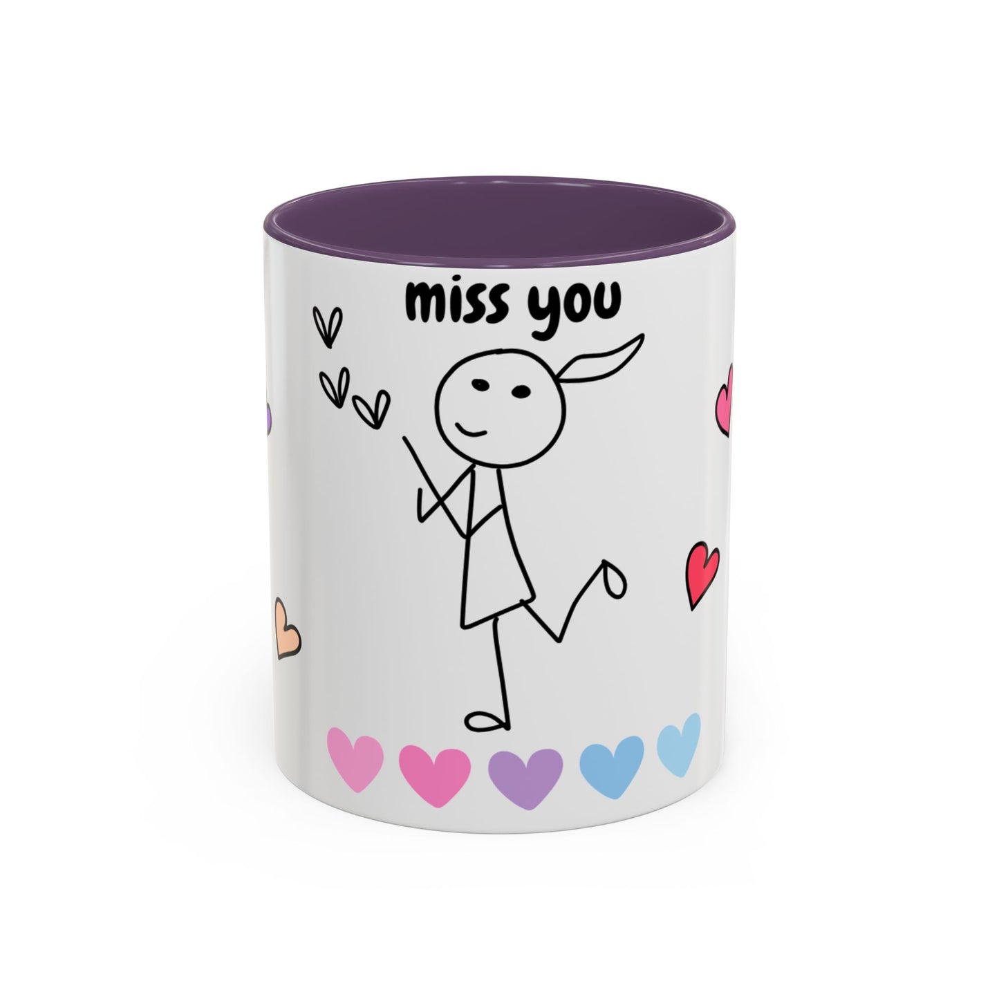 Heartfelt Miss You Accent Coffee Mug, Cute Gift for Friends, Personalized Coffee Cup, Thoughtful Gift for Loved Ones, Cheerful Home Decor