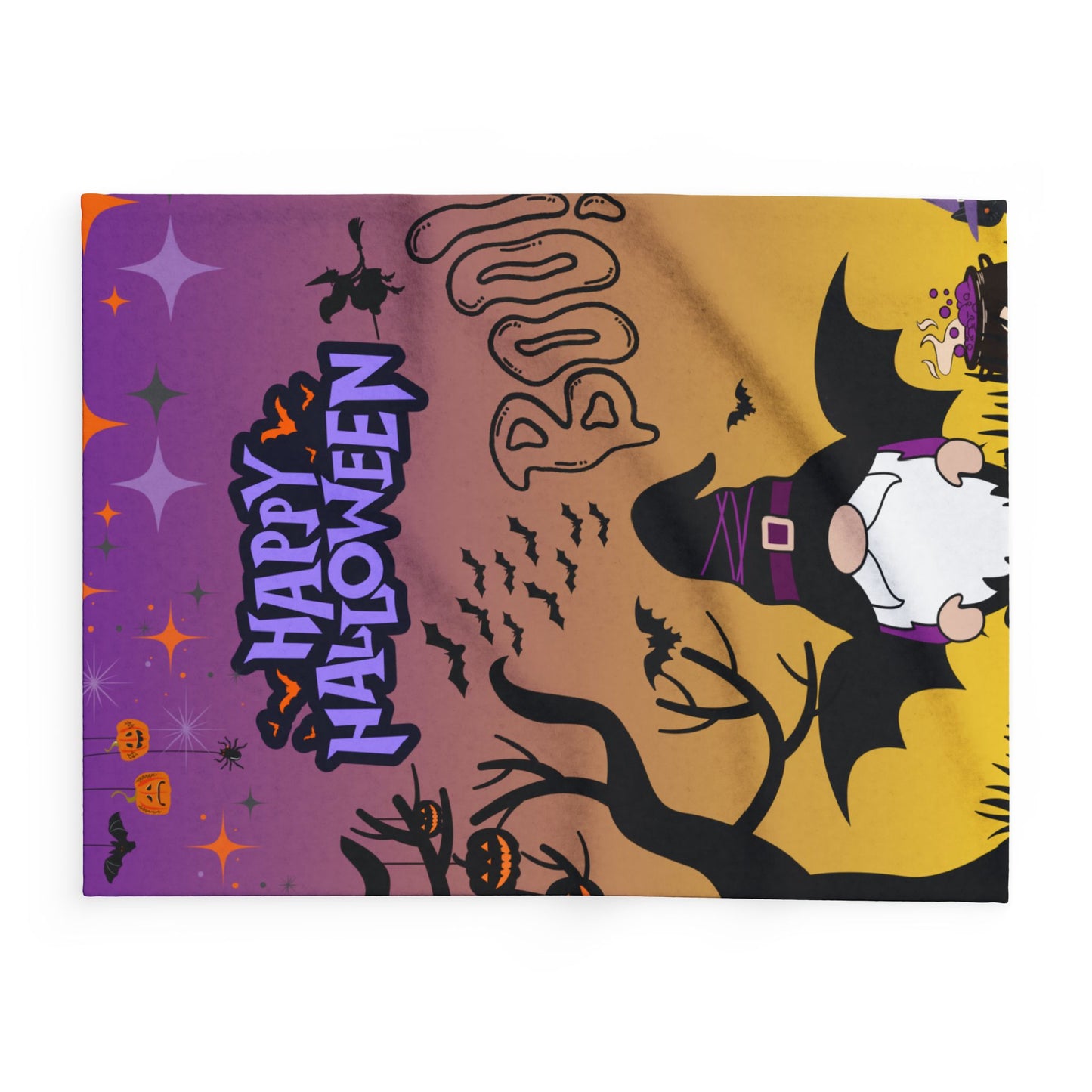 Halloween Gnome Fleece Blanket, Cozy Throw for Kids, Spooky Home Decor, Fall Blanket, Trick or Treat Gift