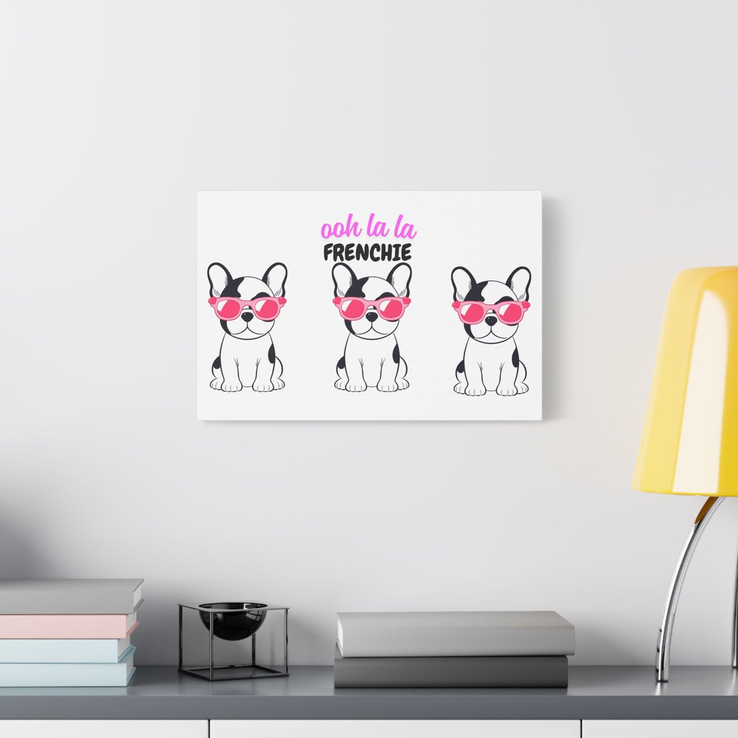 Funny Dog Canvas Wall Art, Dog Lover Decor, Pet Owner Gift, French Bulldog Wall Decor, Ooh La La Frenchie