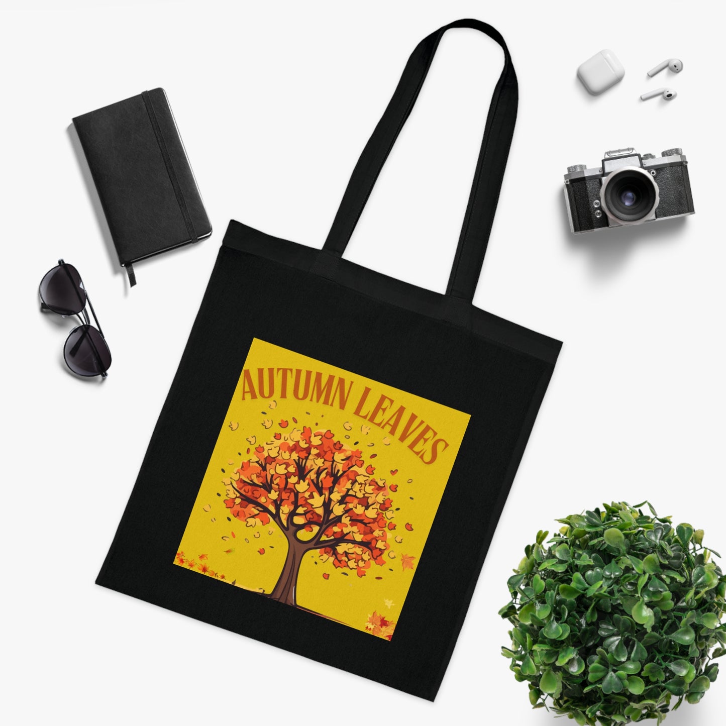 Autumn Leaves Cotton Tote Bag | Fall Shopping Bag, Eco-Friendly Canvas Tote, Thanksgiving Gift, Seasonal Style, Tree Design