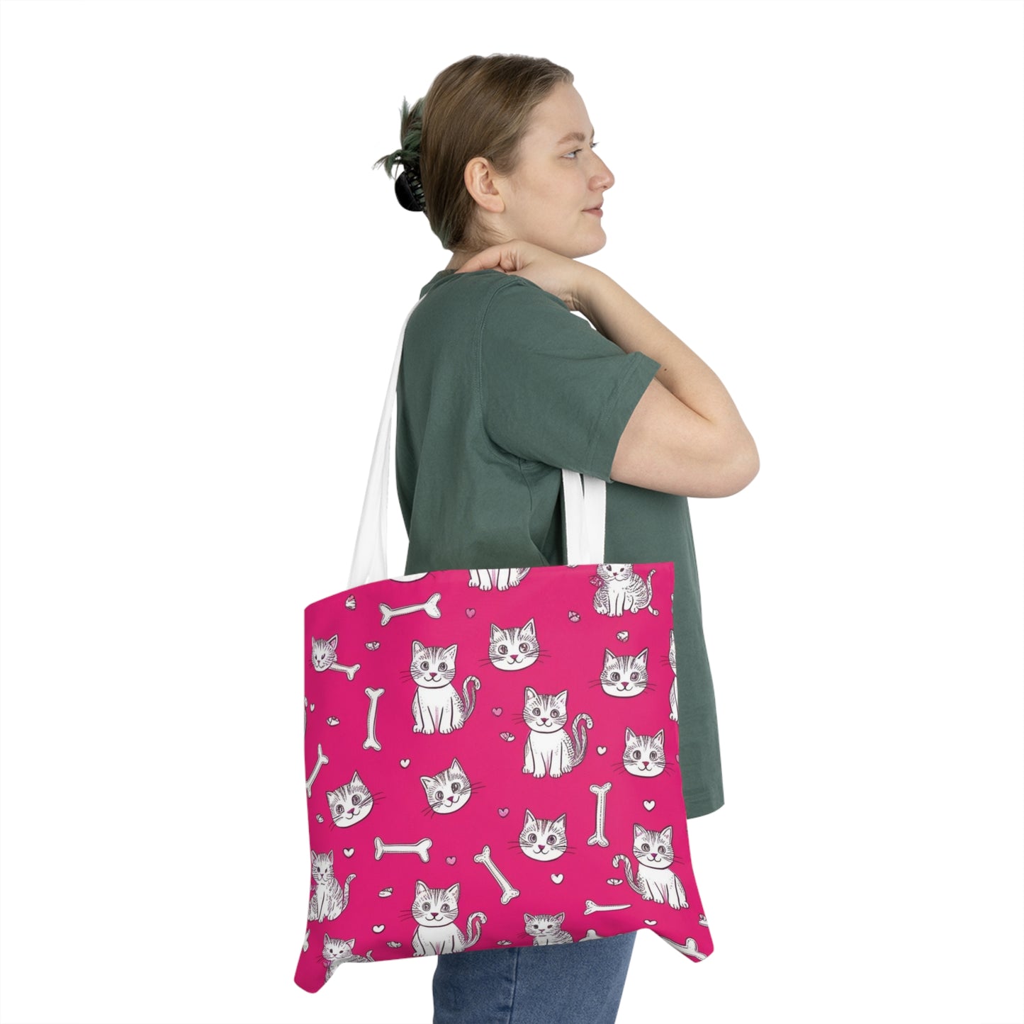 Cute Cat Themed Shoulder Tote Bag - Perfect for Pet Lovers and Cat Enthusiasts