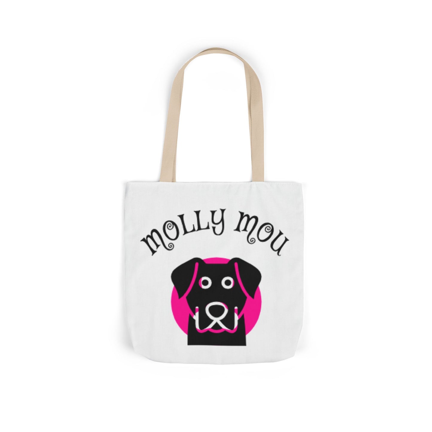 Personalized Dog Lover Canvas Tote Bag - Molly Mou Design with 5-Color Straps