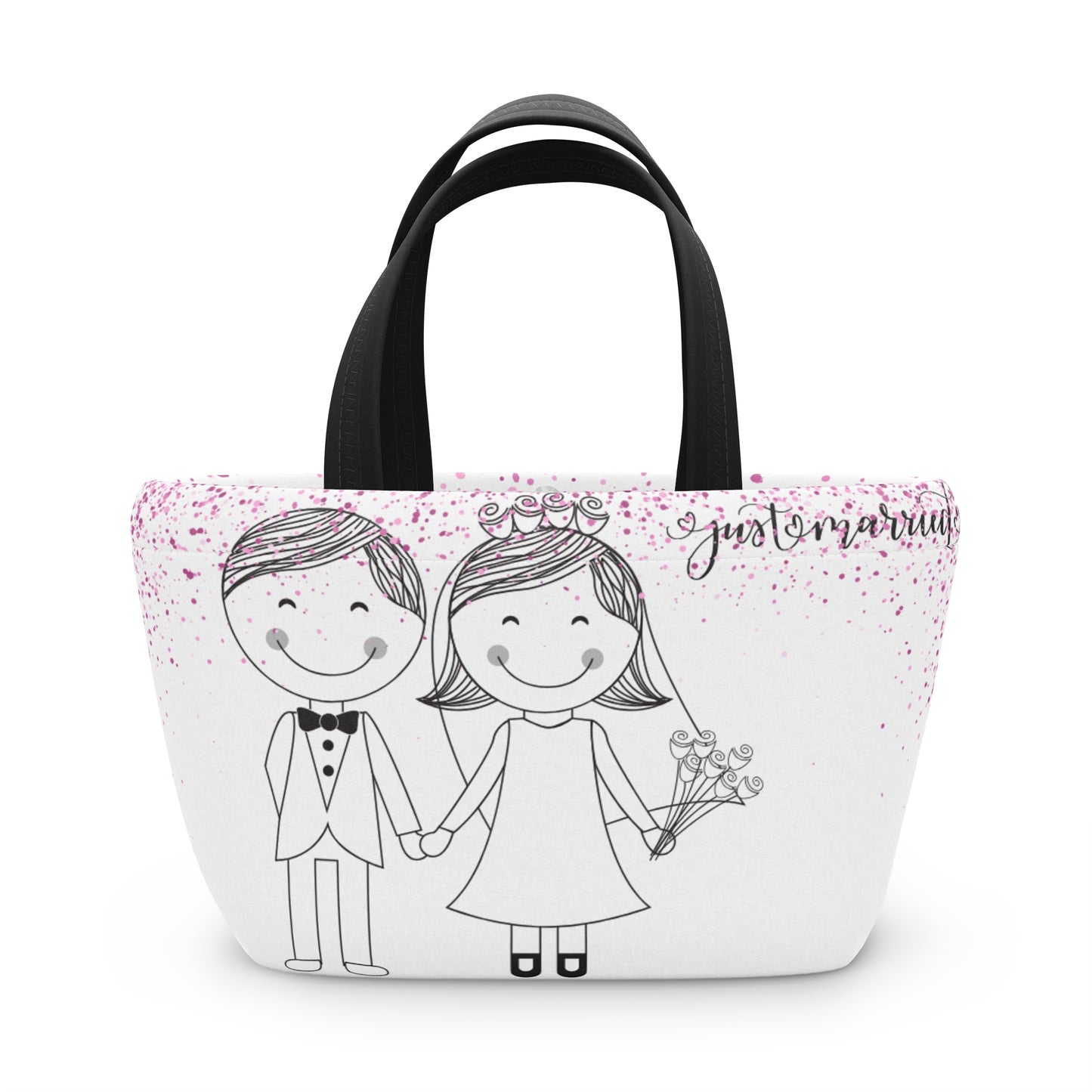Personalized Wedding Lunch Bag, Custom Honeymoon Bag, Wedding Gift, Bride and Groom Tote, Bridal Shower Favor, Cute Couple Design