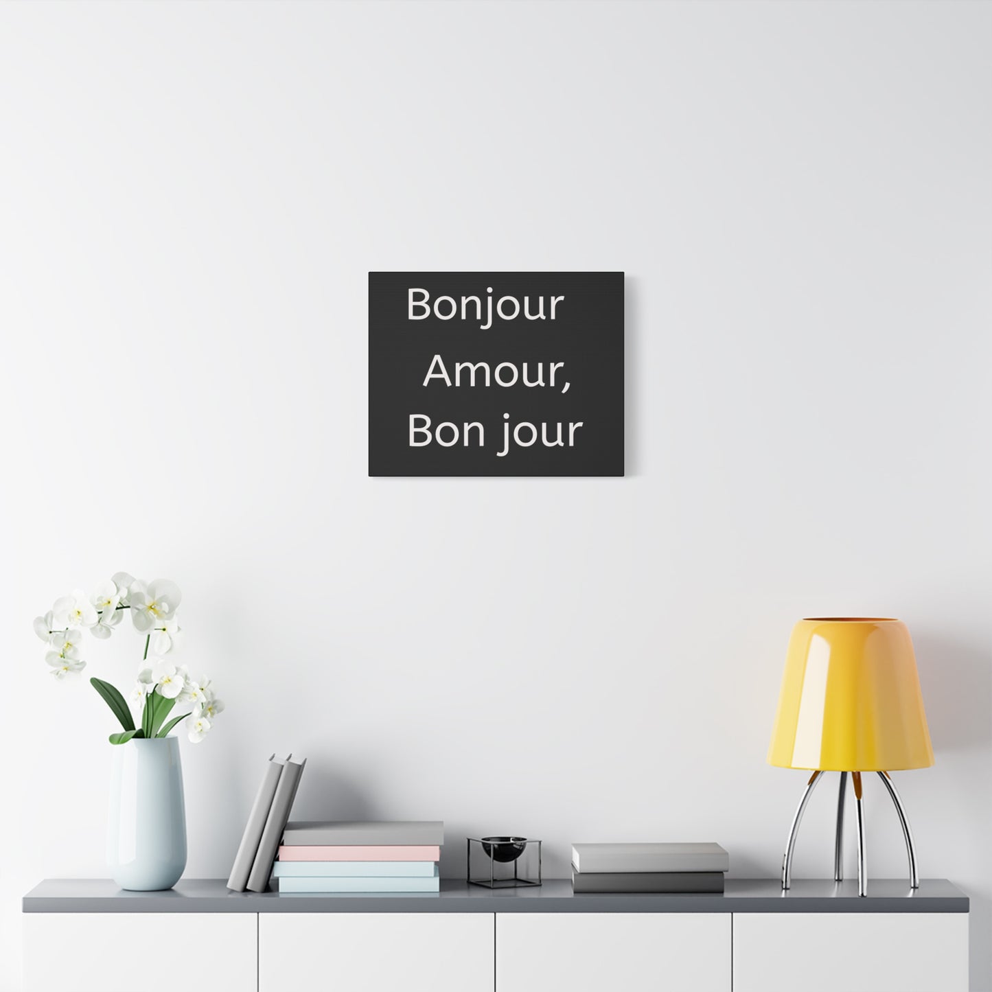 Inspirational Matte Canvas Wall Art – "Bonjour Amour, Bonjour"