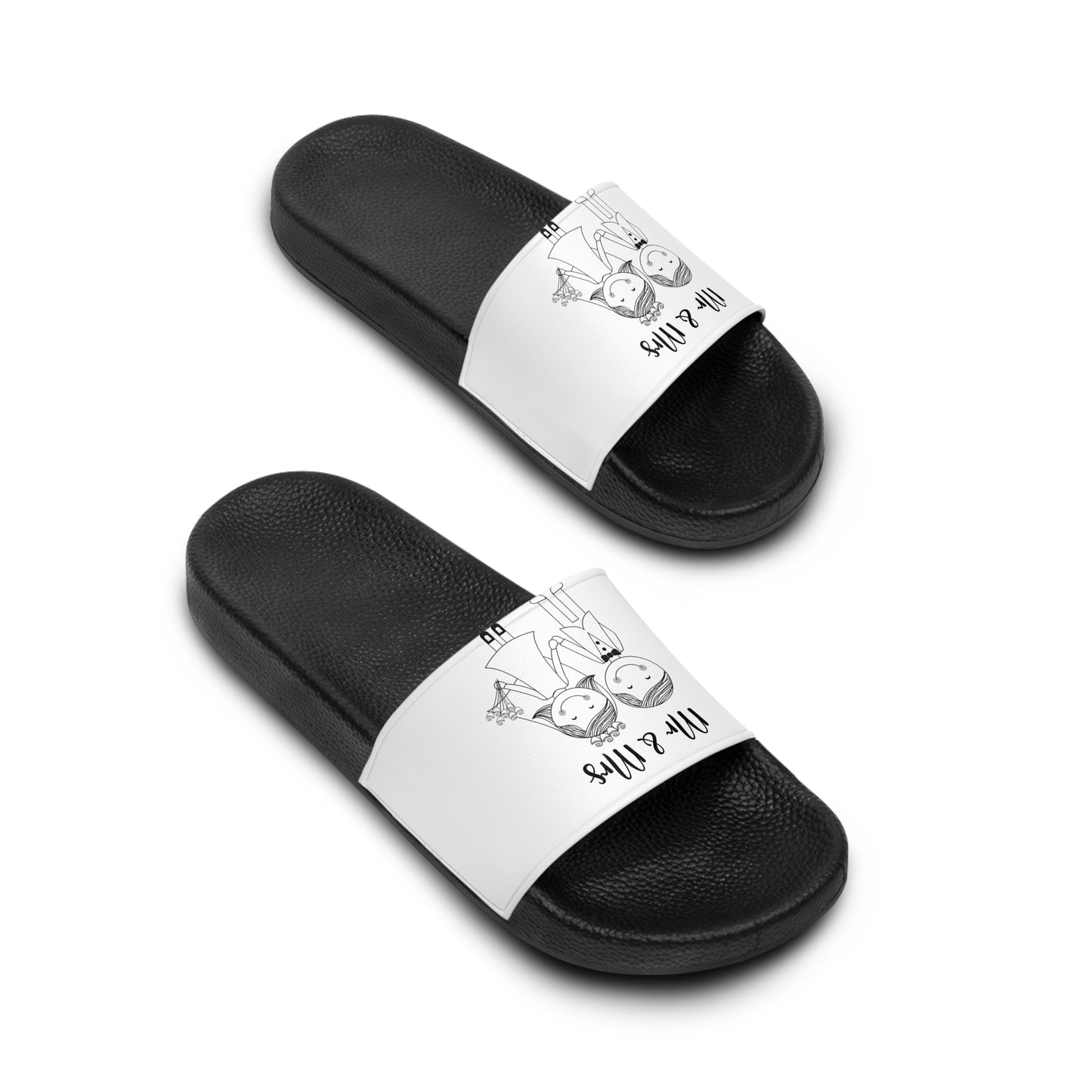 Mr & Mrs Wedding Slide Sandals | Personalized Bride & Groom Slip-Ons | Perfect Gift for Newlyweds