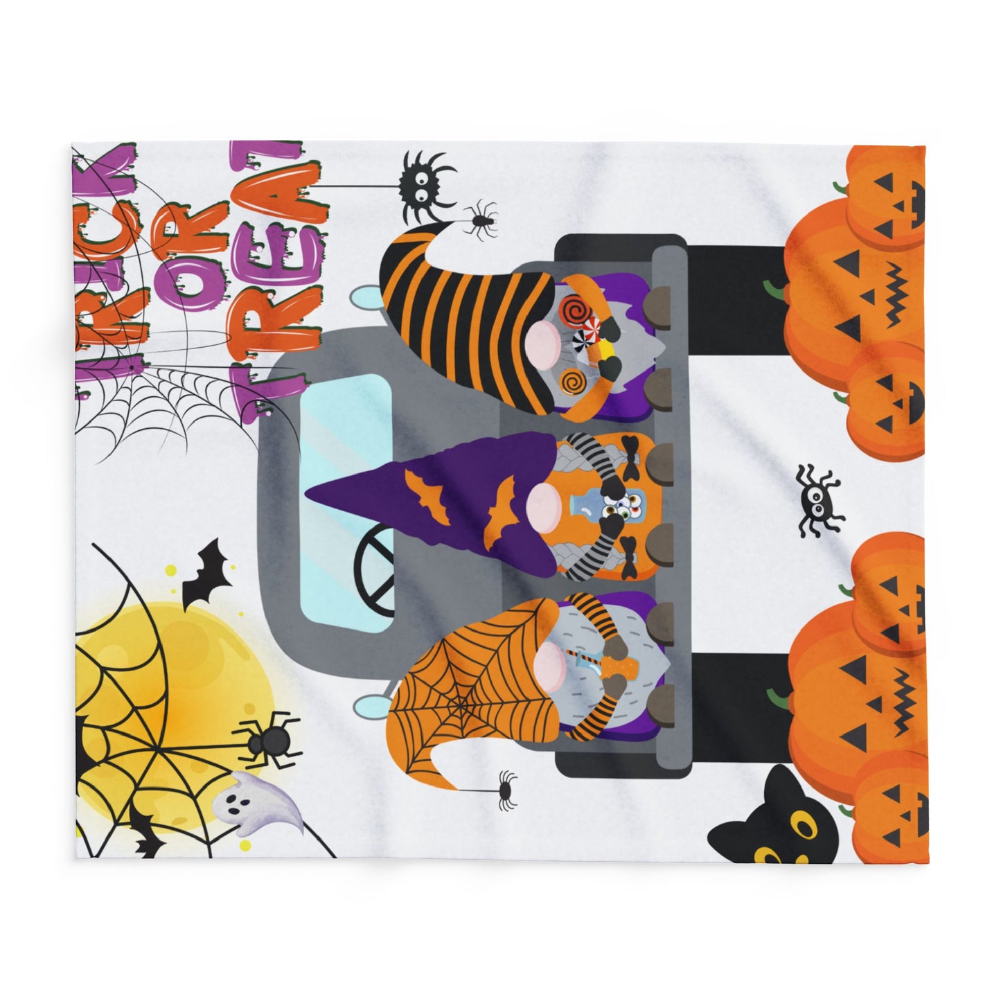 Halloween Fleece Blanket, Cozy Throw, Trick or Treat Decor, Pumpkin Blanket, Seasonal Home Accents