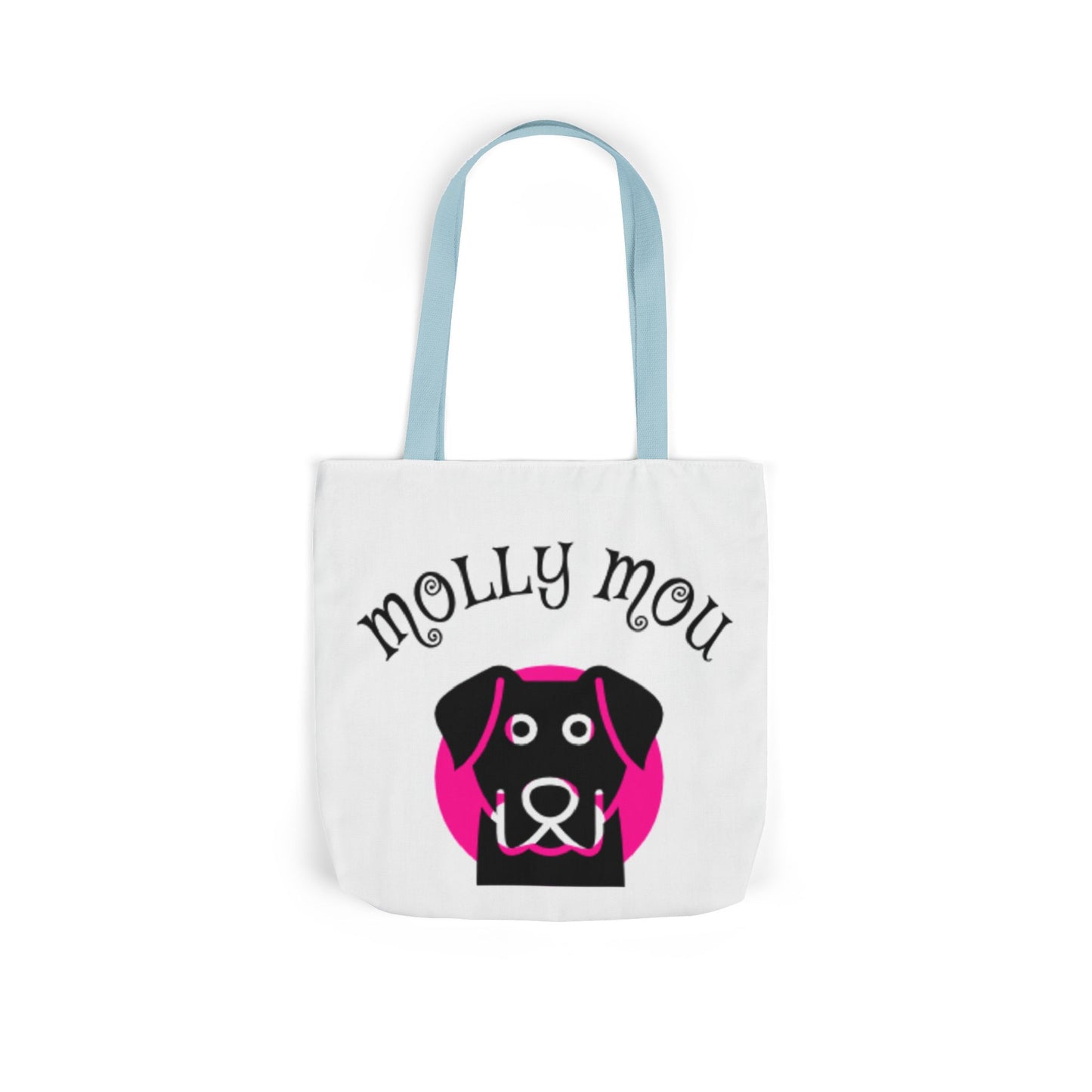 Personalized Dog Lover Canvas Tote Bag - Molly Mou Design with 5-Color Straps
