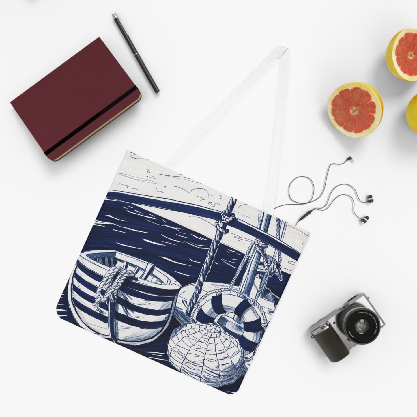 Nautical Adventure Shoulder Tote Bag, Beach Bag, Everyday Tote, Summer Essentials, Gift for Sailors, Travel Bag