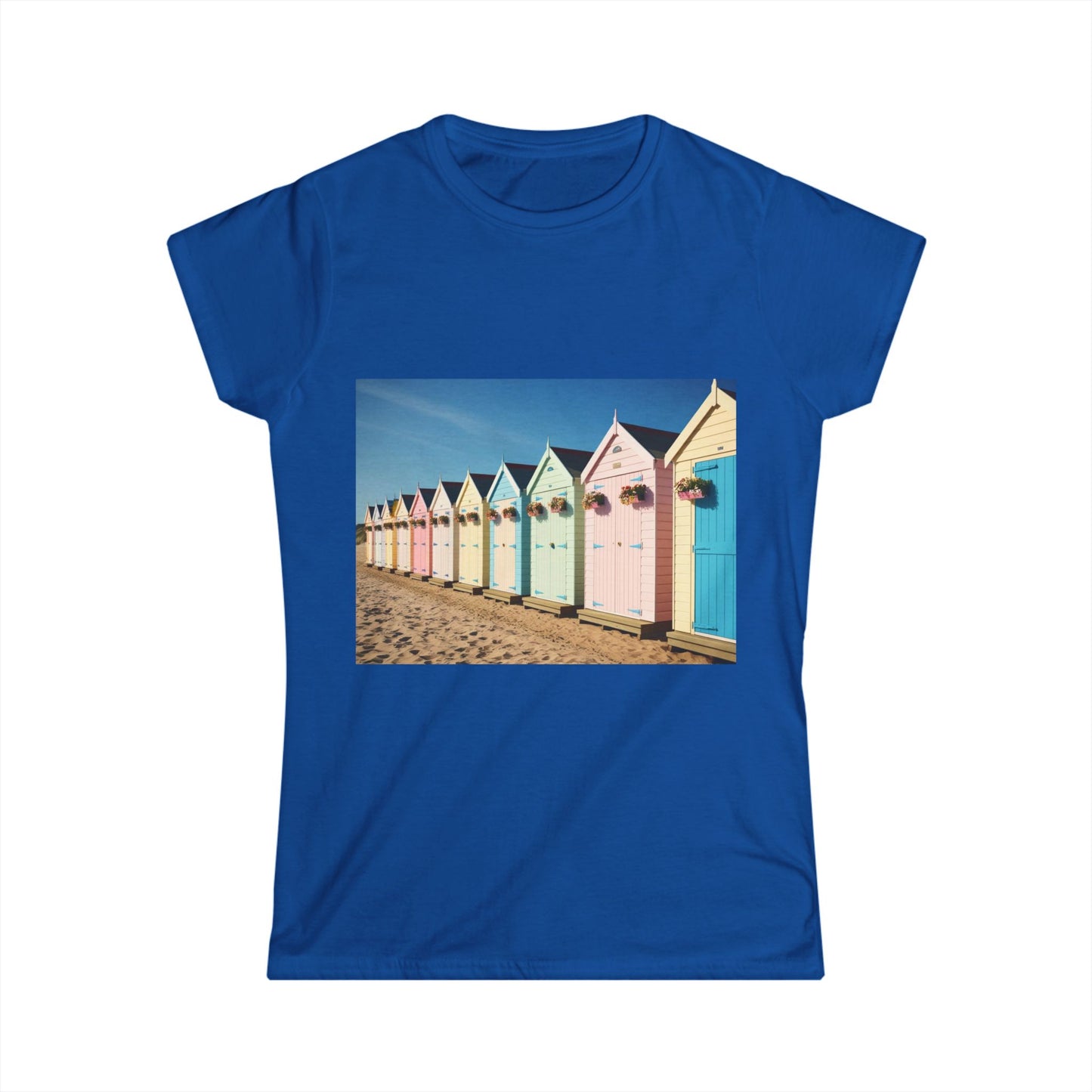 Beach Hut Women's Softstyle Tee – Summer Vibes, Casual Wear, Beach Day, Gift for Her, Vacation Outfit