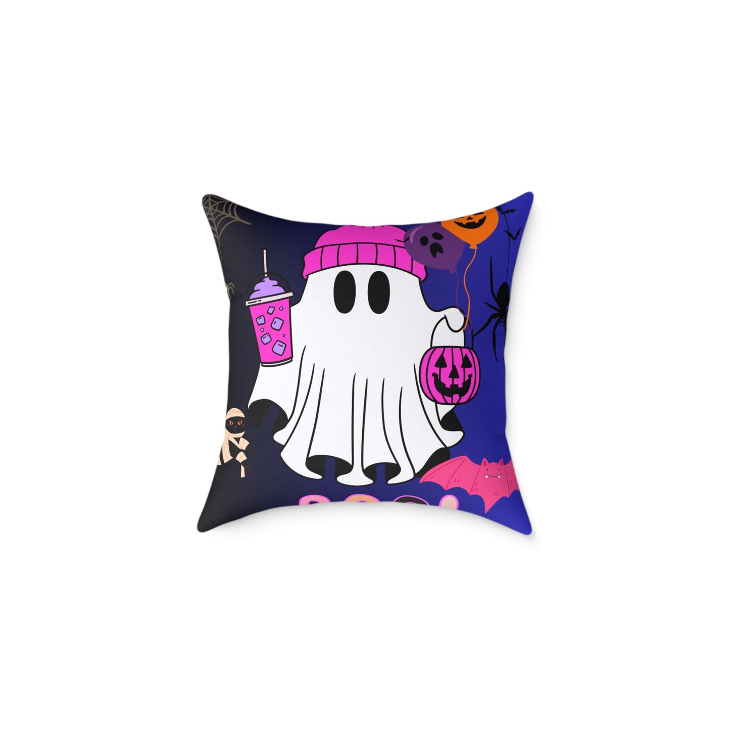 Halloween Ghost Poly Canvas Pillow, Cute Ghost Decor, Fall Accent, Spooky Home, Halloween Gift, Holiday Pillow