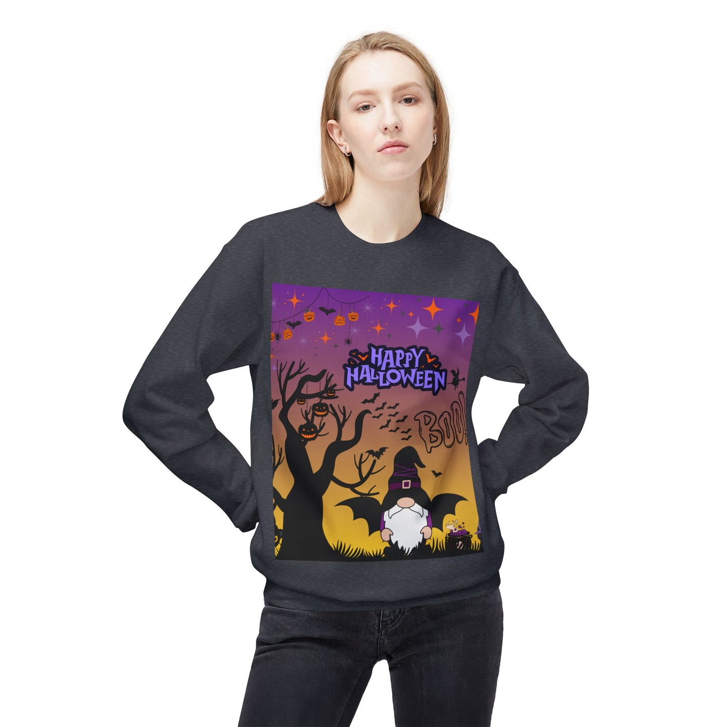 Halloween Crewneck Sweatshirt, Unisex Fleece Top, Funny Fall Apparel, Spooky Season Sweater, Cozy Halloween Outfit, Gift for Her/Him