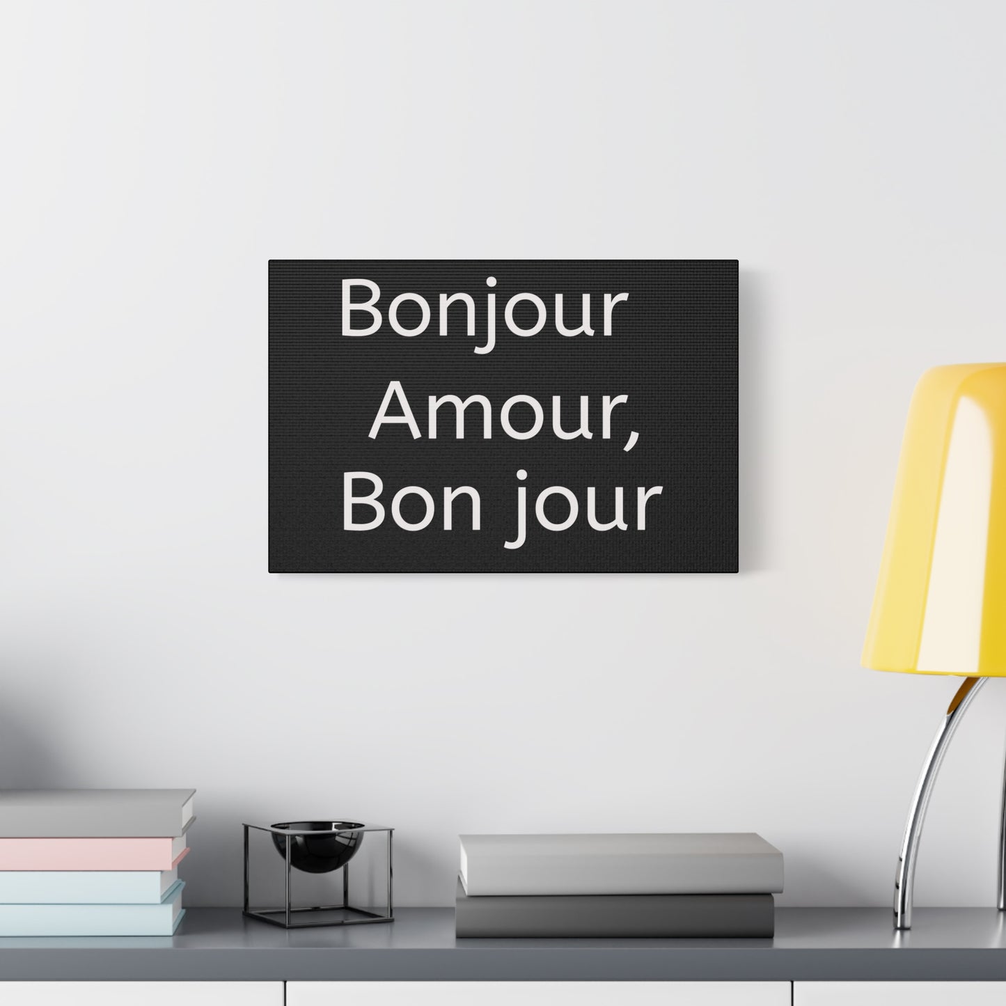 Inspirational Matte Canvas Wall Art – "Bonjour Amour, Bonjour"