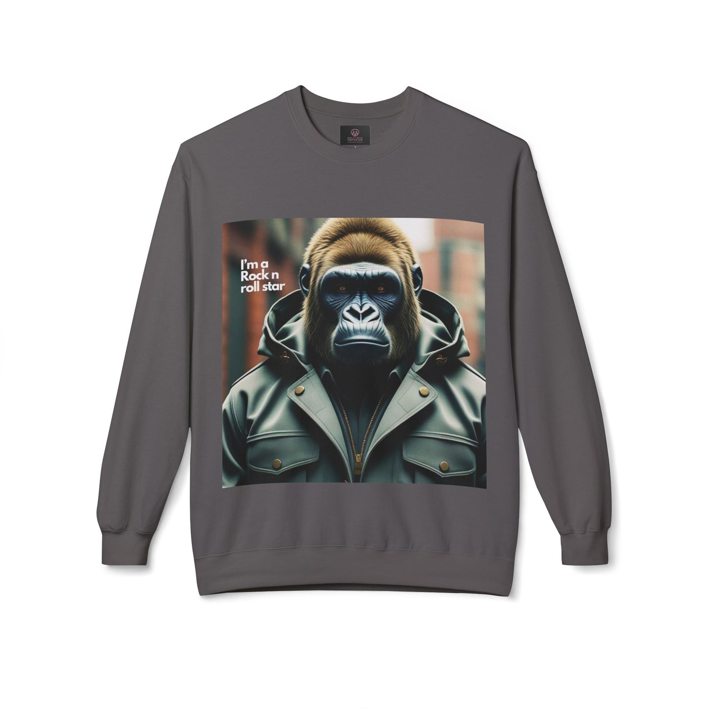 Rockin' Gorilla Sweatshirt, Unisex Fleece Crewneck, Funny Animal Apparel, Gift for Him, Casual Streetwear, Perfect for Fall